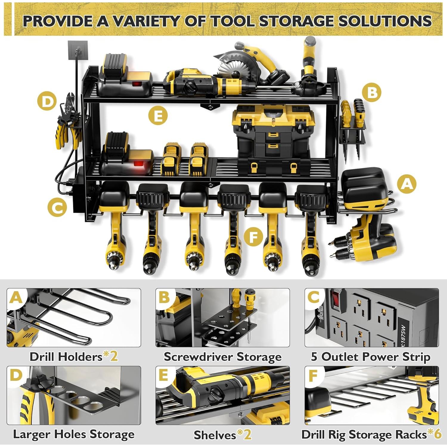 Organizador de Herramientas de Pared MASSOOAN con Toma de Corriente