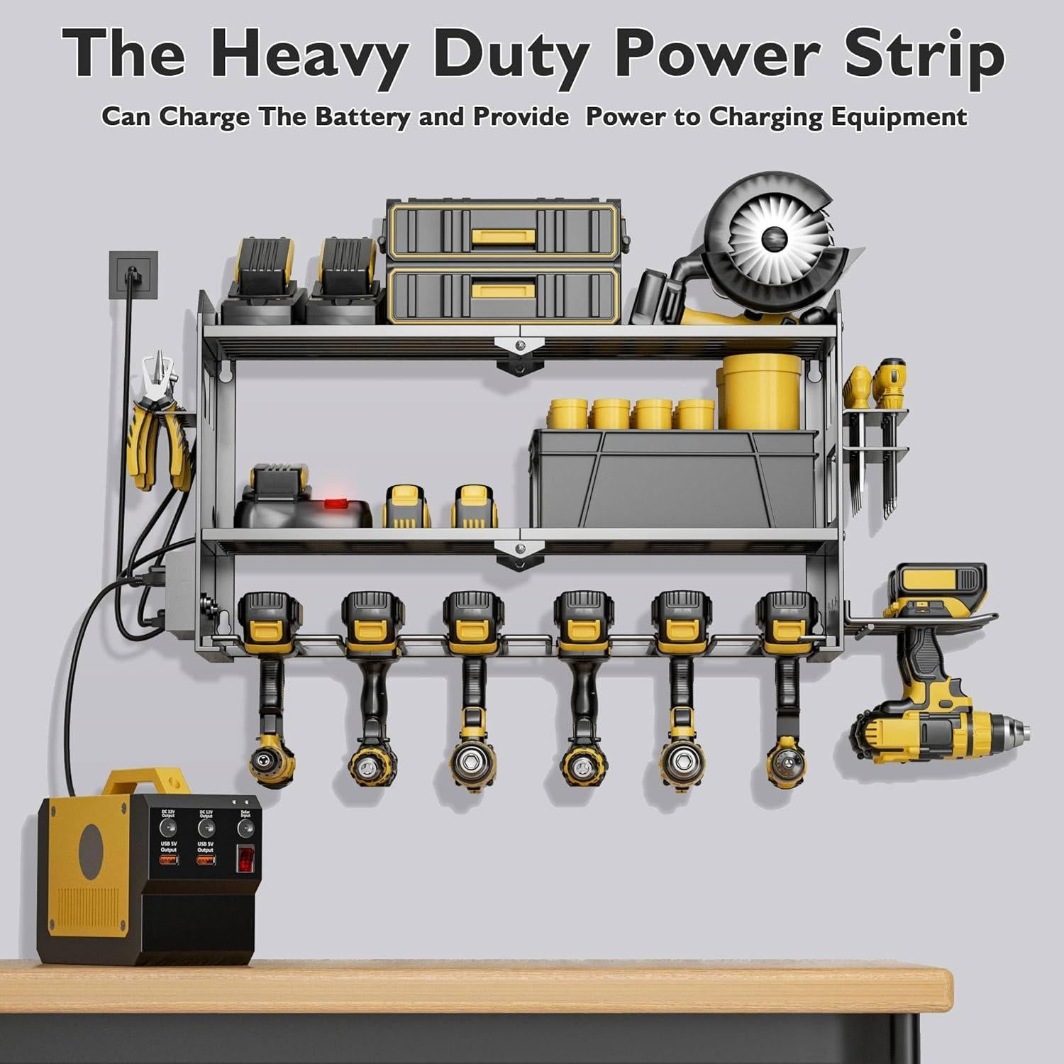 Organizador de Herramientas de Pared MASSOOAN con Toma de Corriente