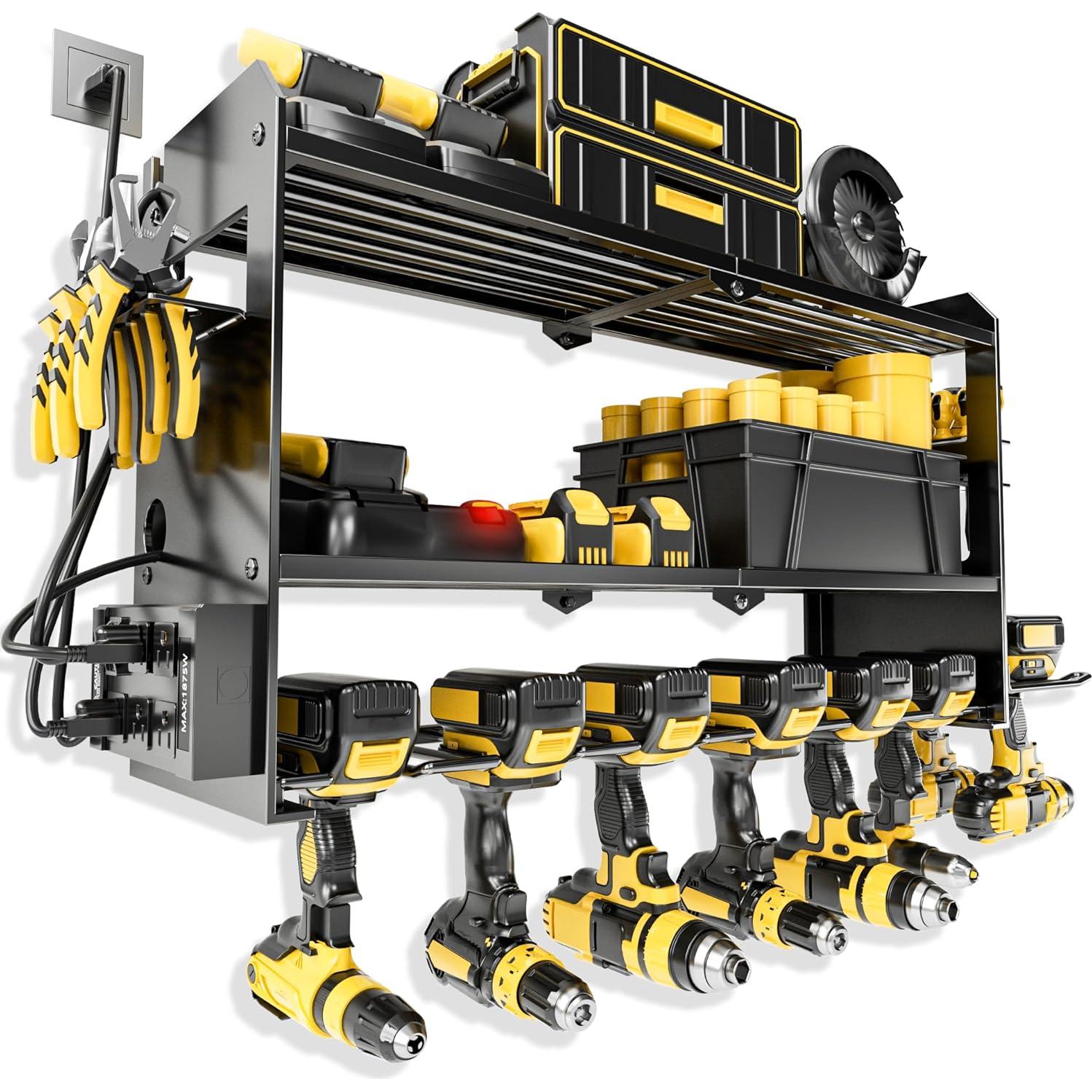 Organizador de Herramientas de Pared MASSOOAN con Toma de Corriente