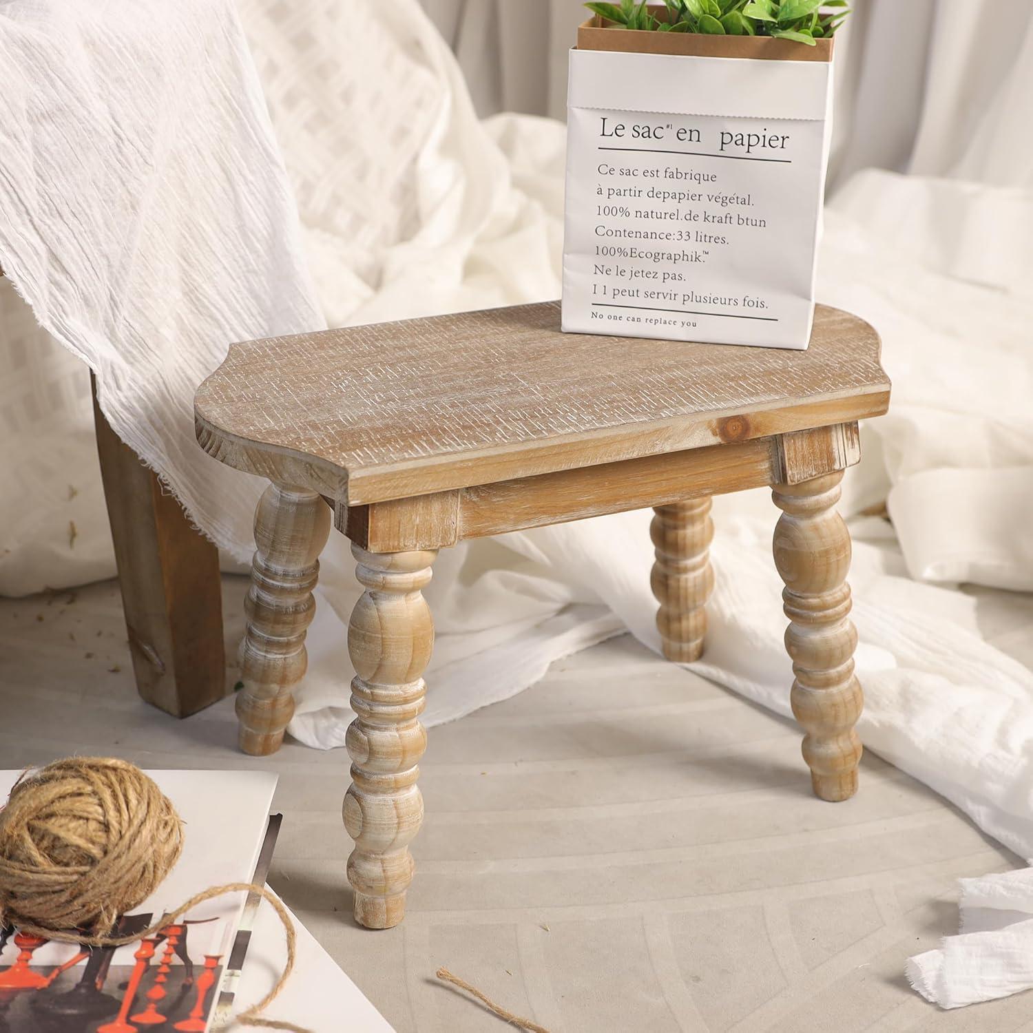 Taburete de Madera Natural Dwellington 40x19.5x26.5 cm