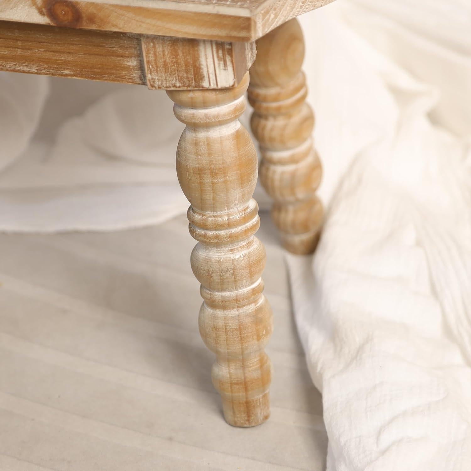 Taburete de Madera Natural Dwellington 40x19.5x26.5 cm