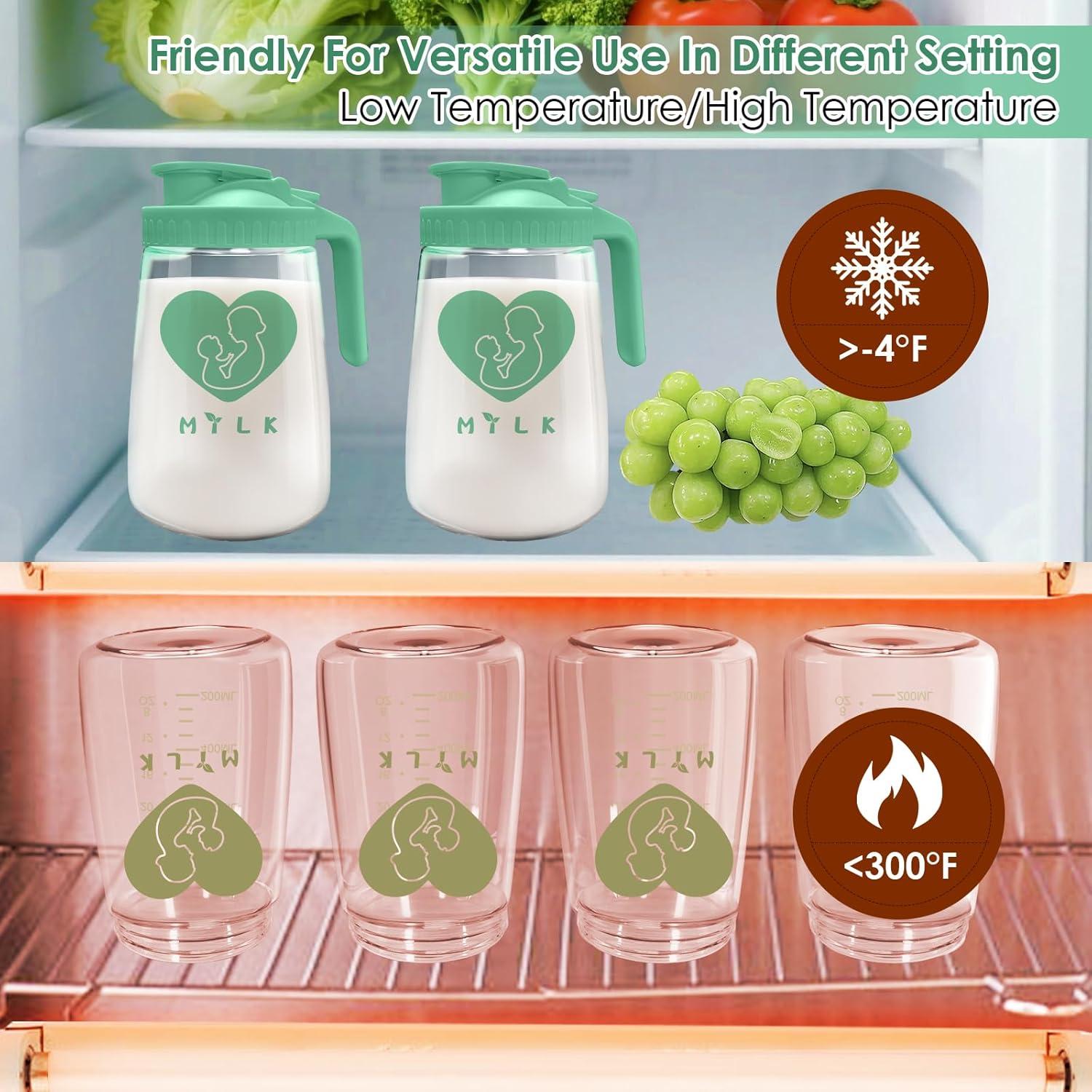 Jarra de Leche Materna de Vidrio Mason 32 oz Hermética Verde