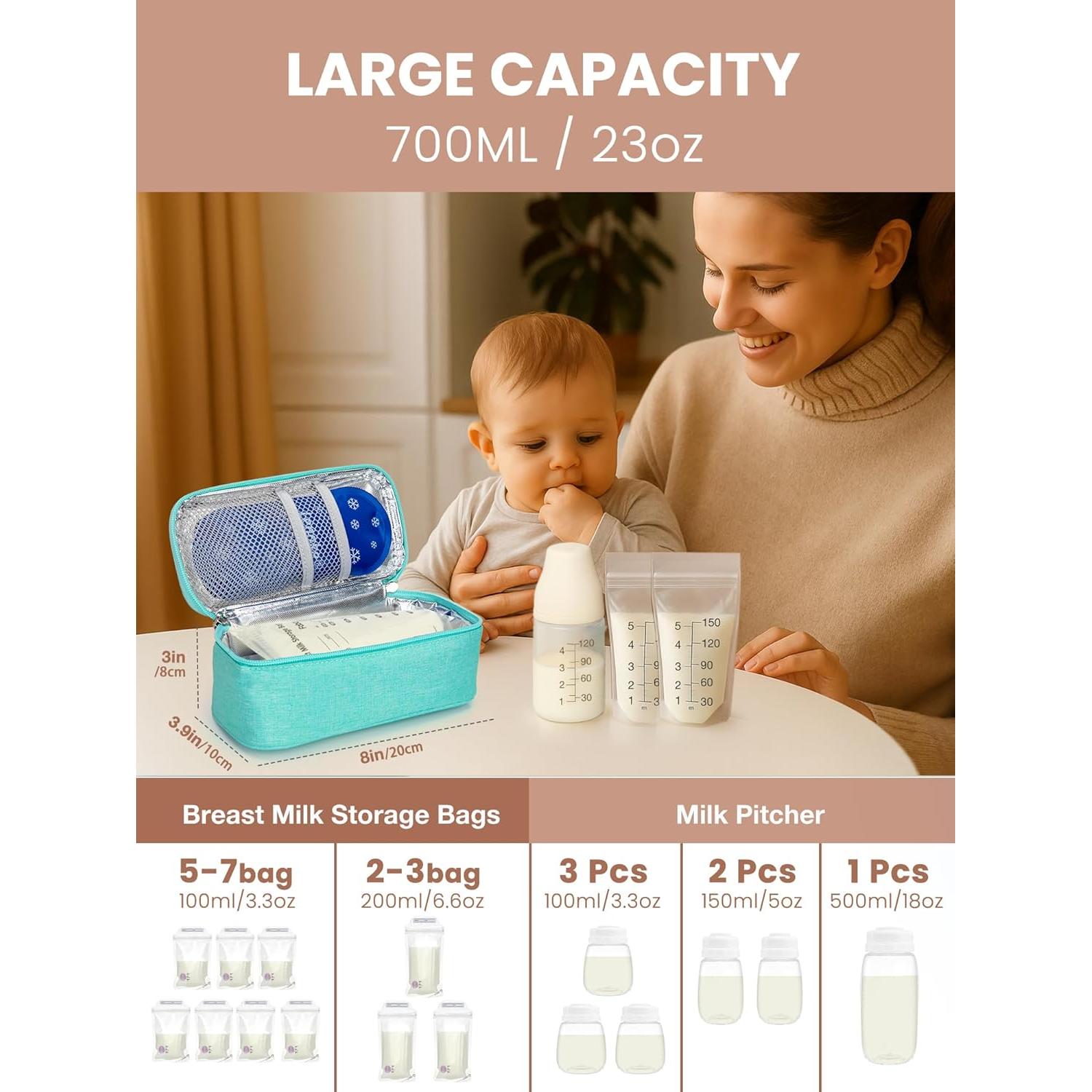 Bolsa Enfriadora de Leche Materna WIBOND Verde Claro 6-8 Bolsas