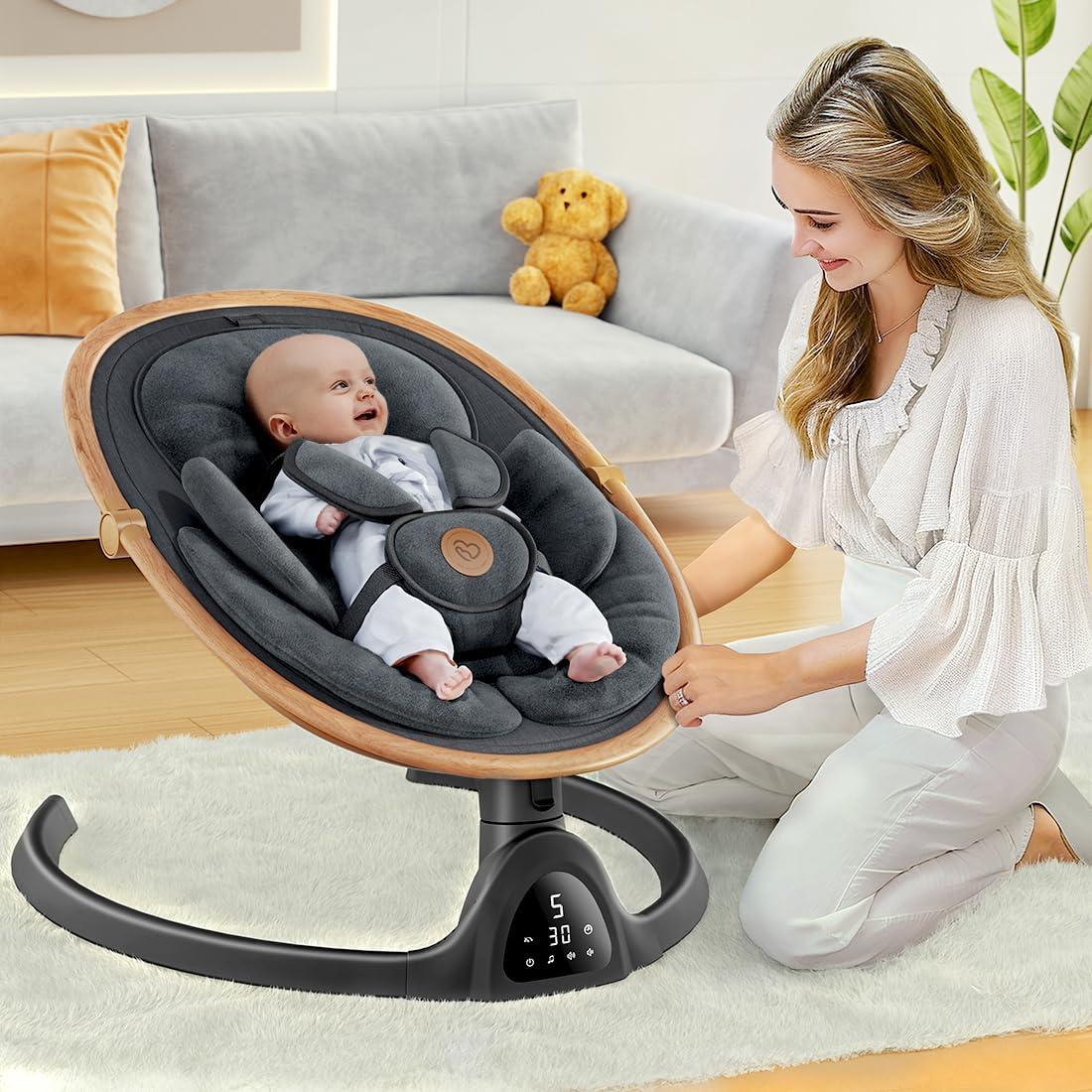Hamaca Bluetooth FasonBaby para Bebés - 5 Velocidades, 3 Posiciones, Negro