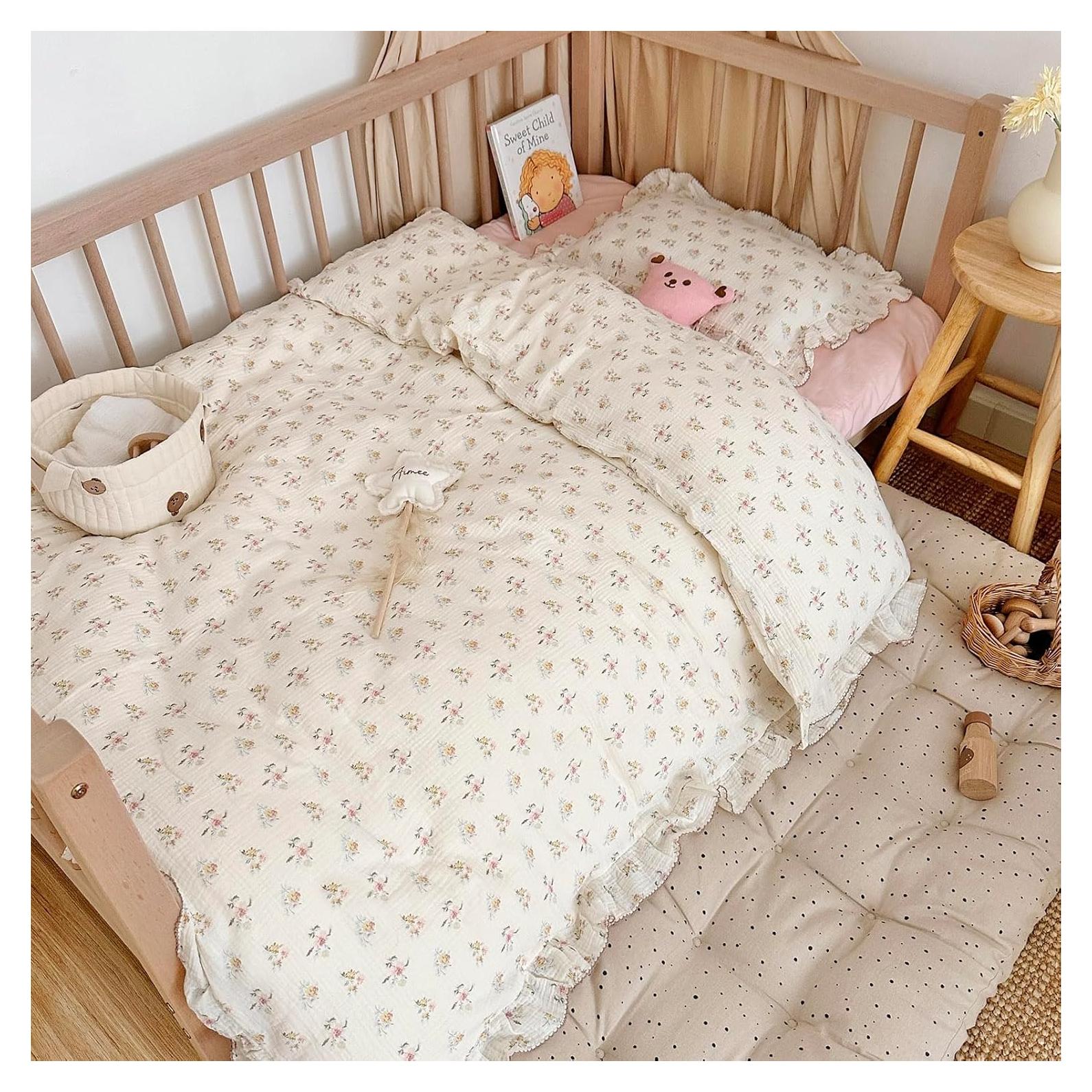 Cubierta de Edredón de Muselina AOJIM 119x150 cm Floral