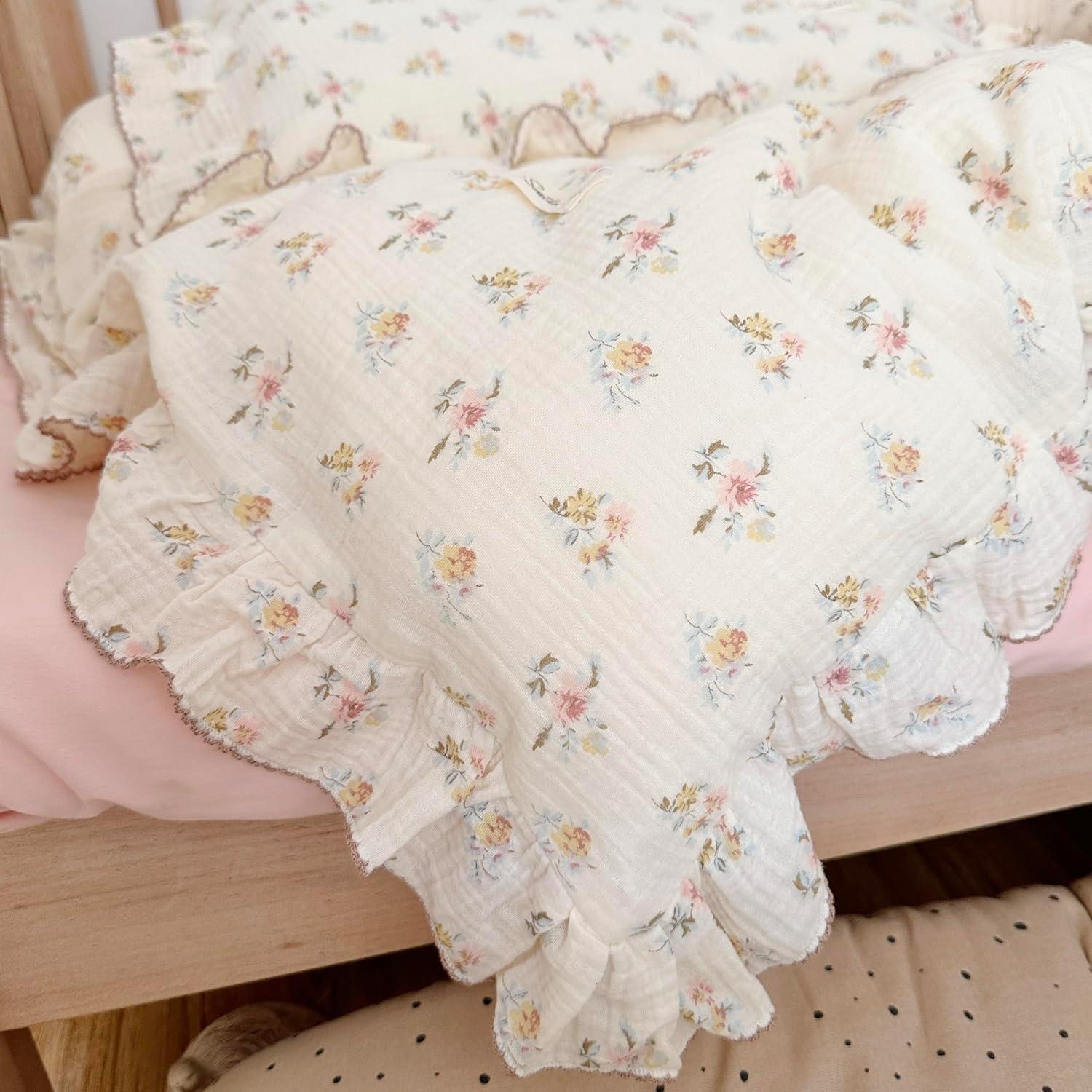 Cubierta de Edredón de Muselina AOJIM 119x150 cm Floral