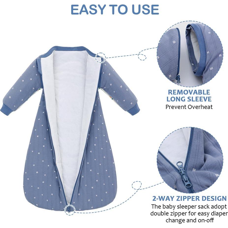 Saco de Sueño para Bebés 0-6M Algodón Suave Rayas Azules