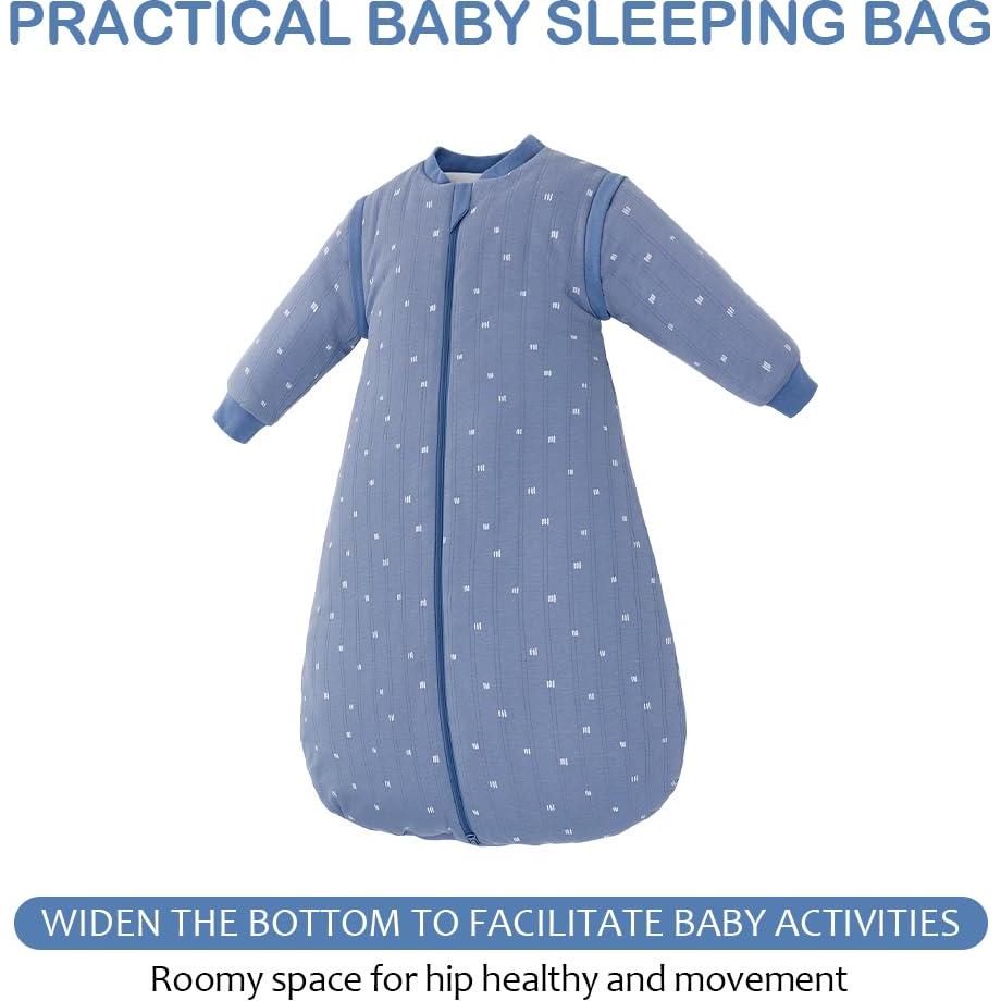 Saco de Sueño para Bebés 0-6M Algodón Suave Rayas Azules