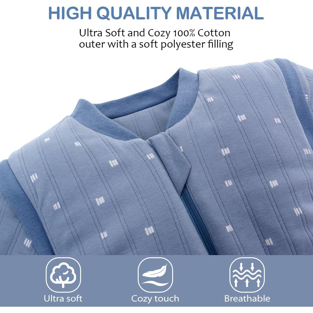 Saco de Sueño para Bebés 0-6M Algodón Suave Rayas Azules