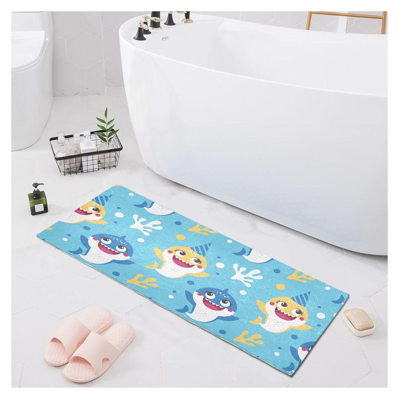 Alfombra de baño BOENLE tiburón azul 99x51cm antideslizante