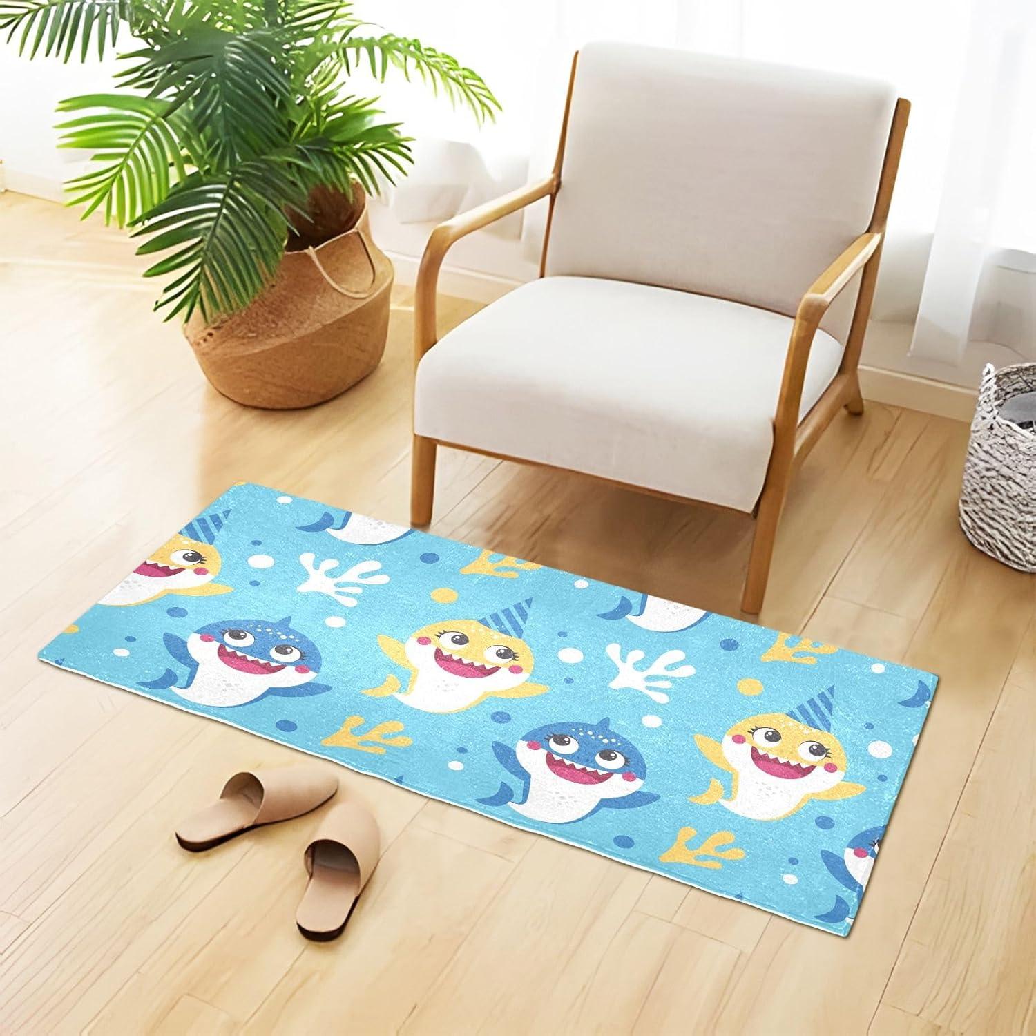 Alfombra de baño BOENLE tiburón azul 99x51cm antideslizante