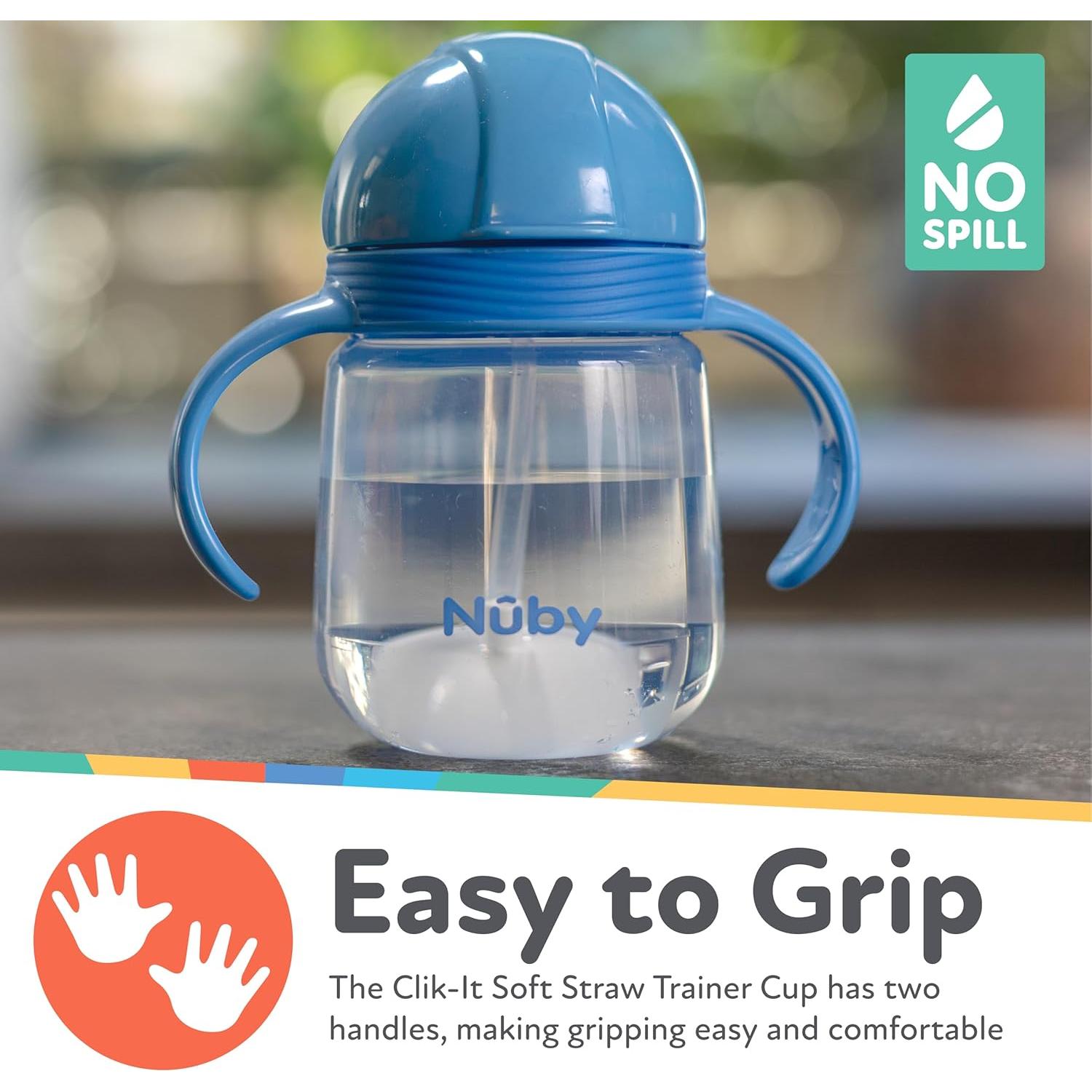 Vaso Entrenador Nuby Clik-It 240 ml con Popote 360° Azul/Verde