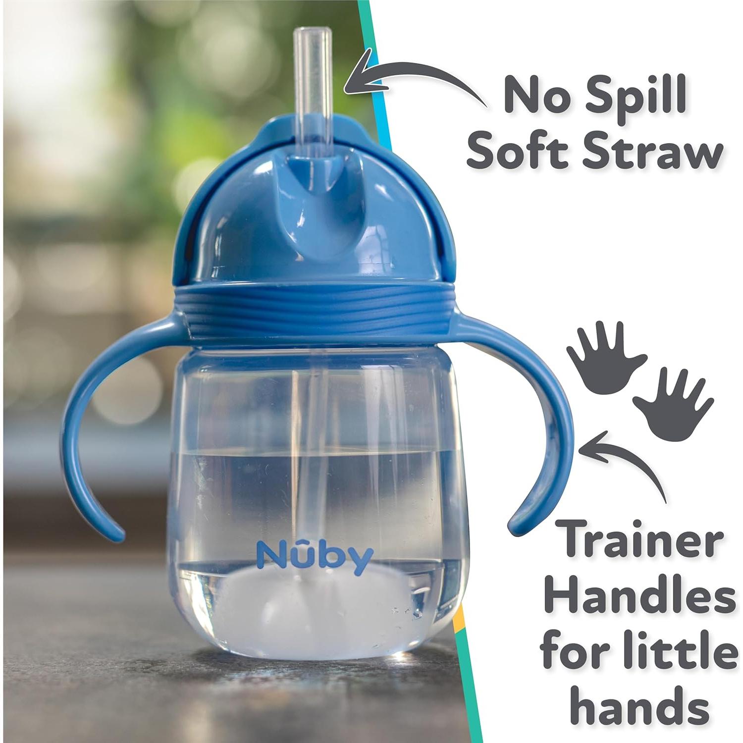 Vaso Entrenador Nuby Clik-It 240 ml con Popote 360° Azul/Verde