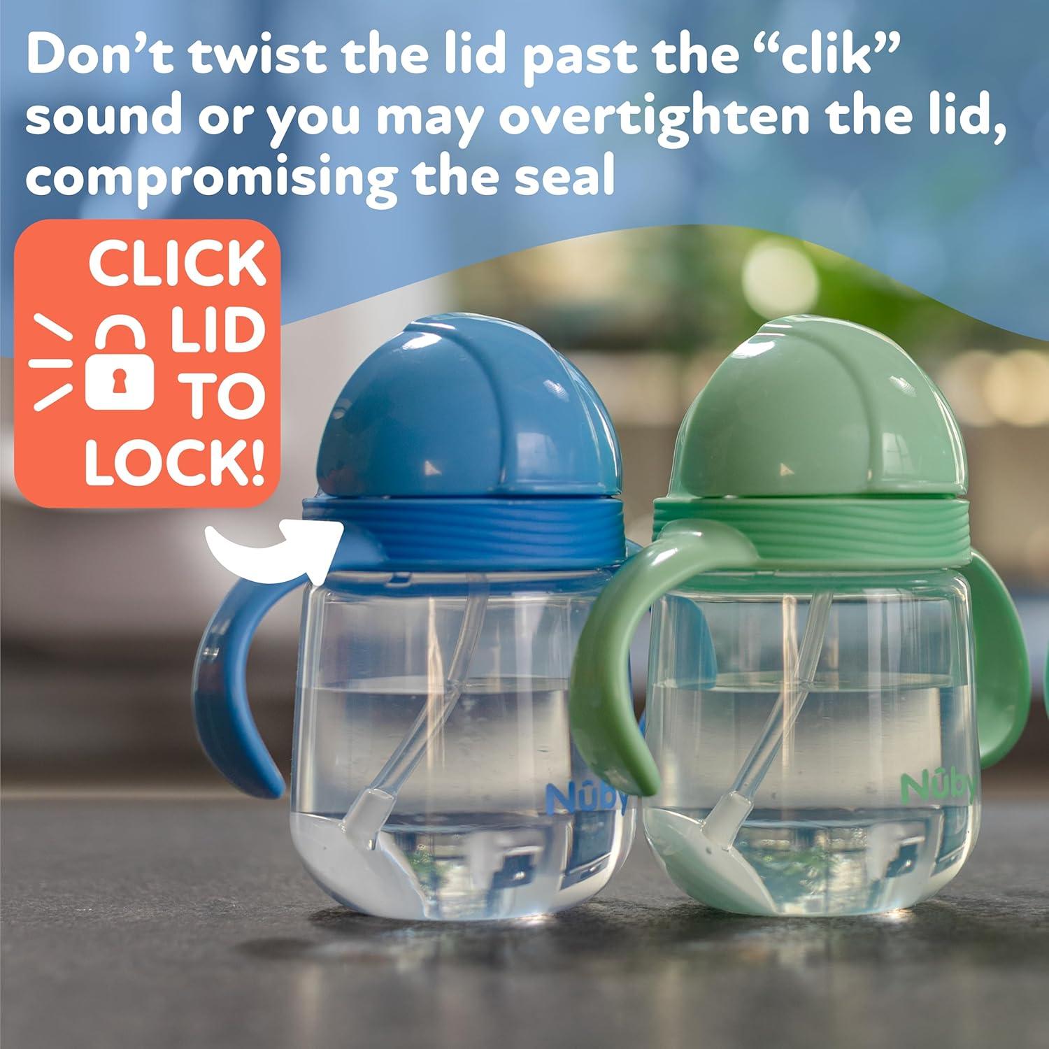 Vaso Entrenador Nuby Clik-It 240 ml con Popote 360° Azul/Verde