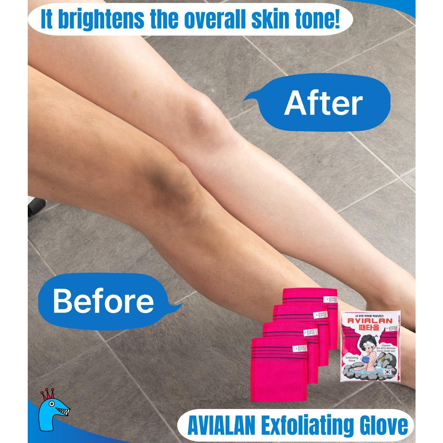 Guante Exfoliante AVIALAN Rojo 4 Piezas Cuidado de Piel