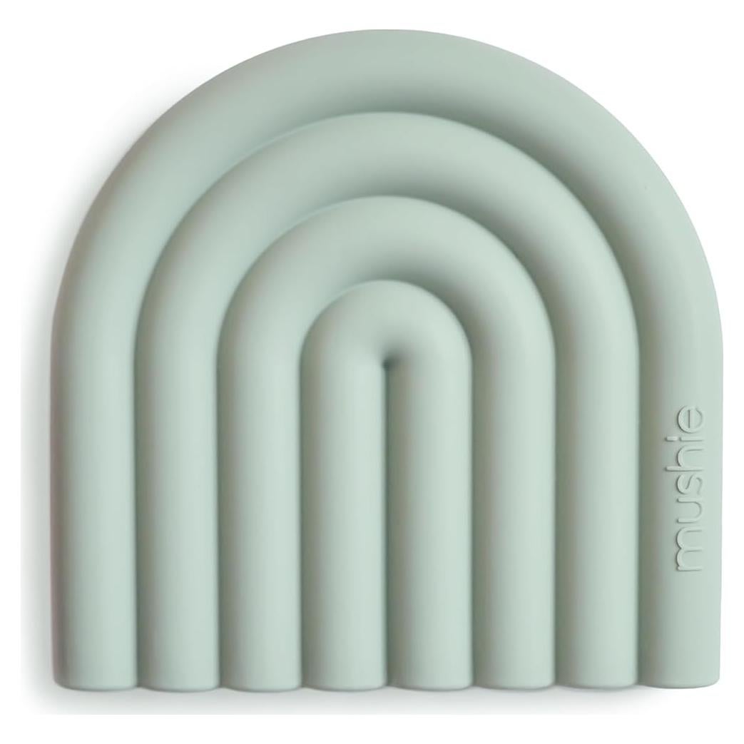 Mordedor de silicona Mushie arcoíris azul cambridge 8.56 cm