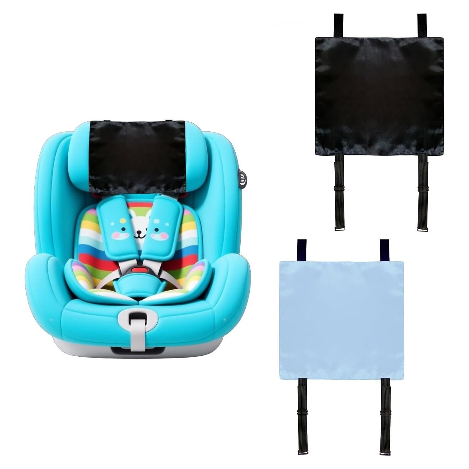 Paquete de 2 fundas de reposacabezas de satén para bebé - Negro y Azul