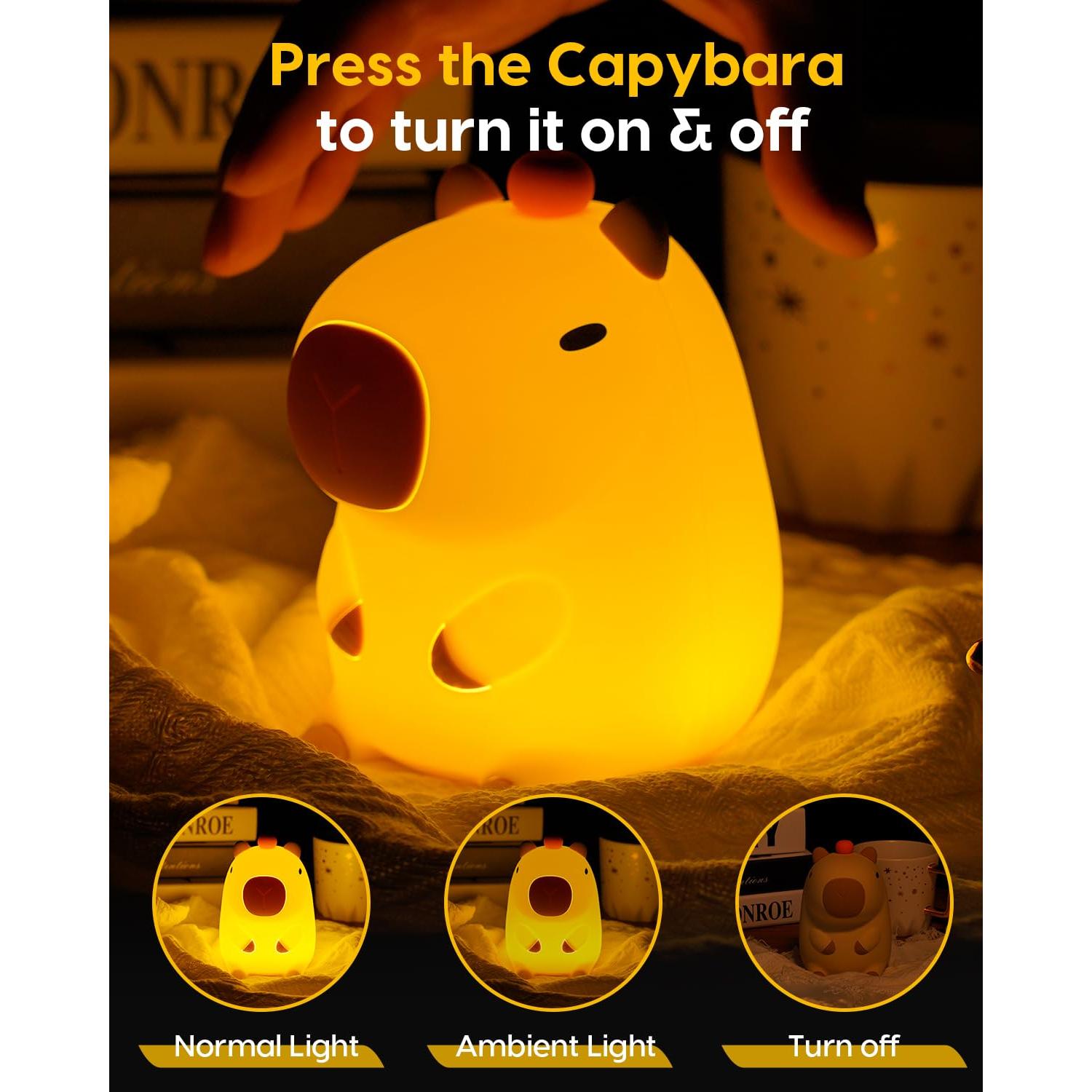 Luz Nocturna Amaredom Capibara LED Regulable USB 1200mAh