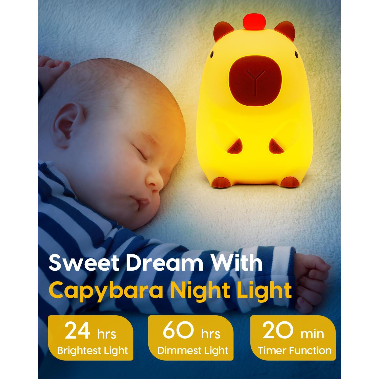 Luz Nocturna Amaredom Capibara LED Regulable USB 1200mAh