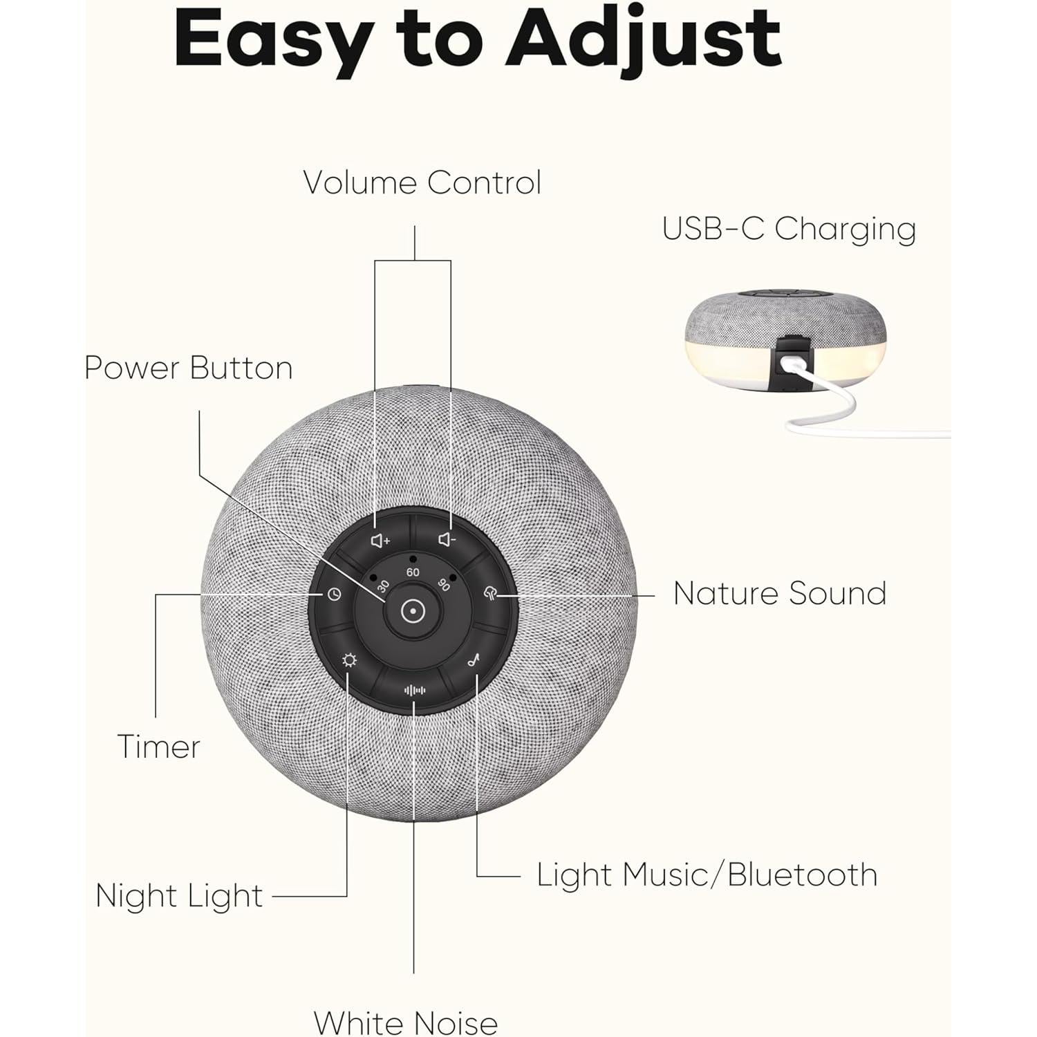 Máquina de Sonido Portátil Wildley MC220, 39 Sonidos Calmantes