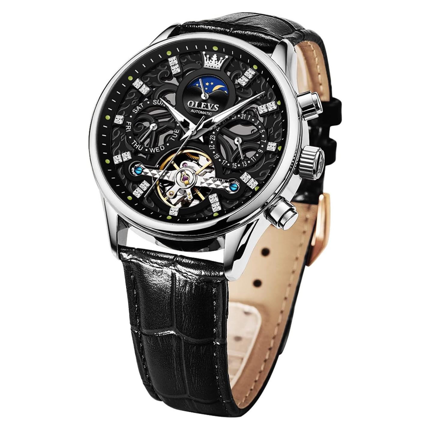 Reloj Esqueleto Automático OLEVS GX-S-G6658HP-BH Cuero Negro