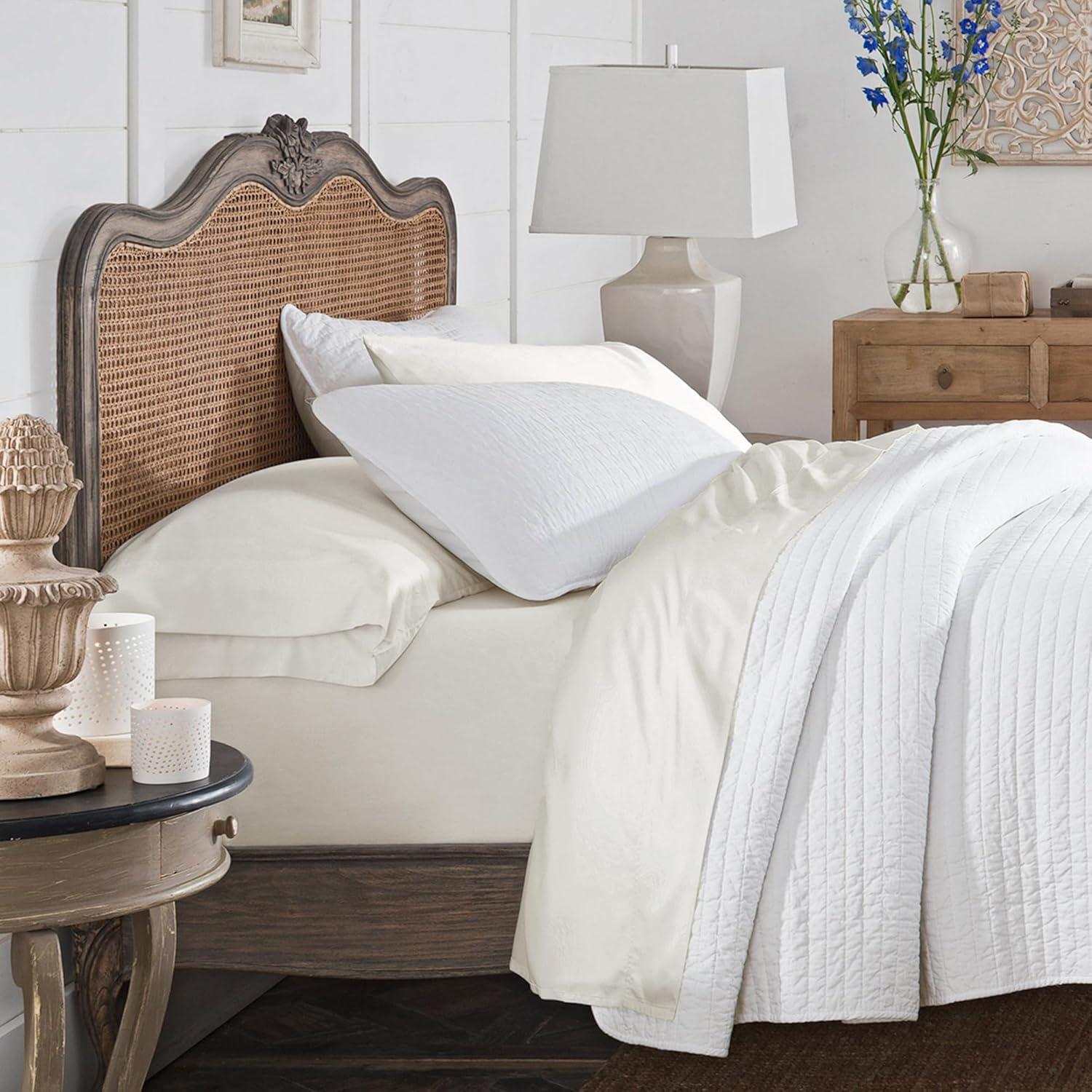 Juego de Sábanas de Rayón de Bambú Home Environment Reina Marfil