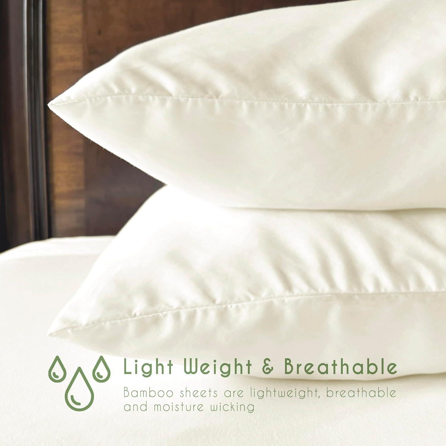 Juego de Sábanas de Rayón de Bambú Home Environment Reina Marfil