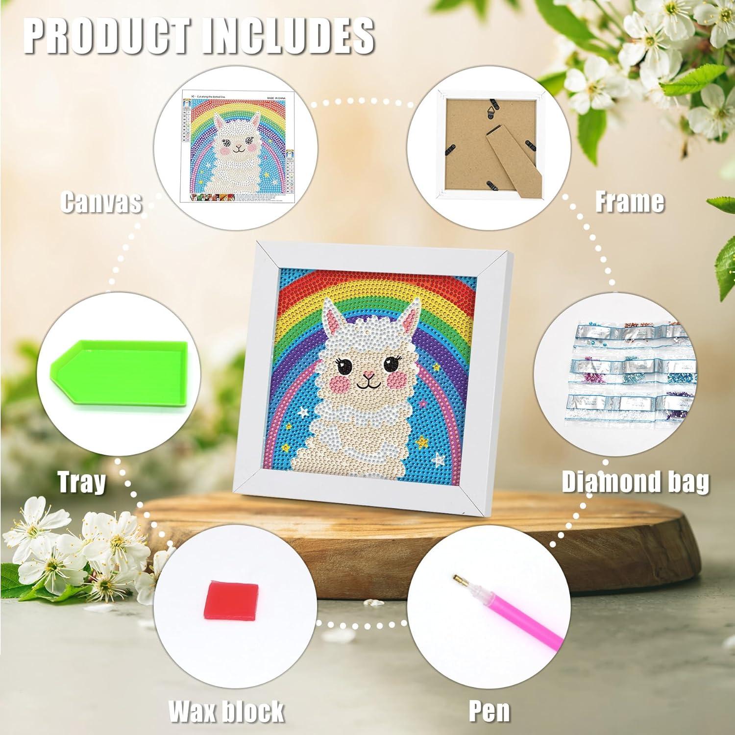 Kit de Pintura de Diamantes Lesaonsy Alpaca 15x15cm con Marco