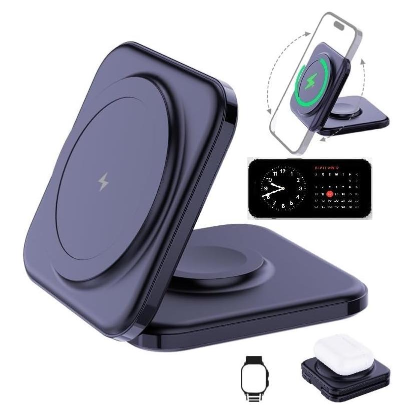 Cargador Inalámbrico 3 en 1 Meenova para iPhone, Reloj y AirPods