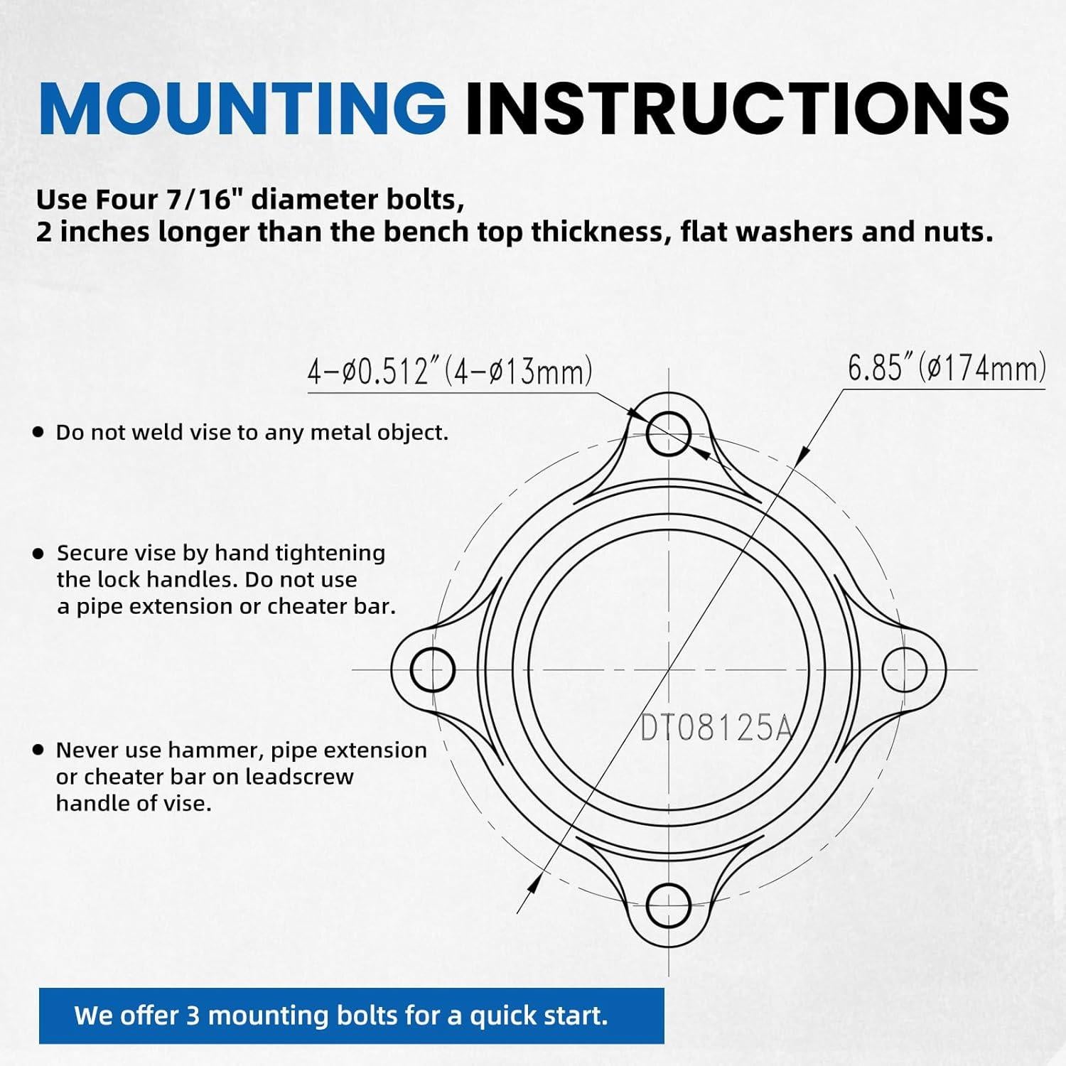Prensa de Banco Forward DT08125A 125mm Hierro Dúctil 360°