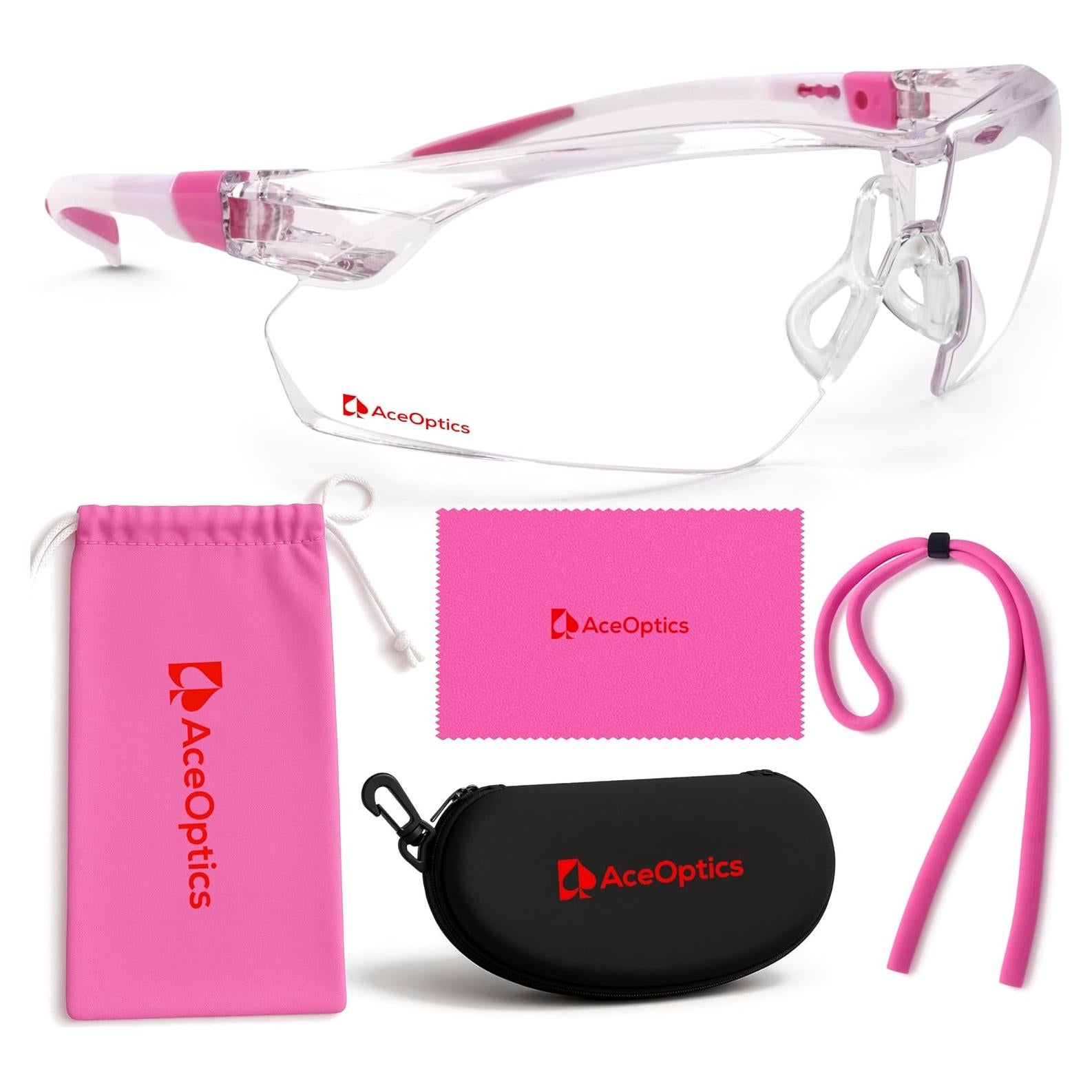 Gafas de Seguridad AceOptics ANSI Z87 Rosa Lentes Anti-Niebla