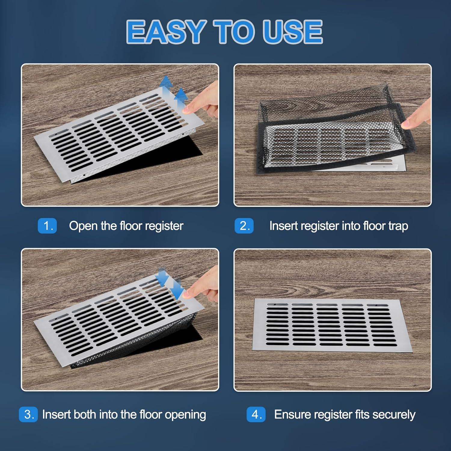 Filtro de Ventilación de Piso uxcell 265x110mm Negro