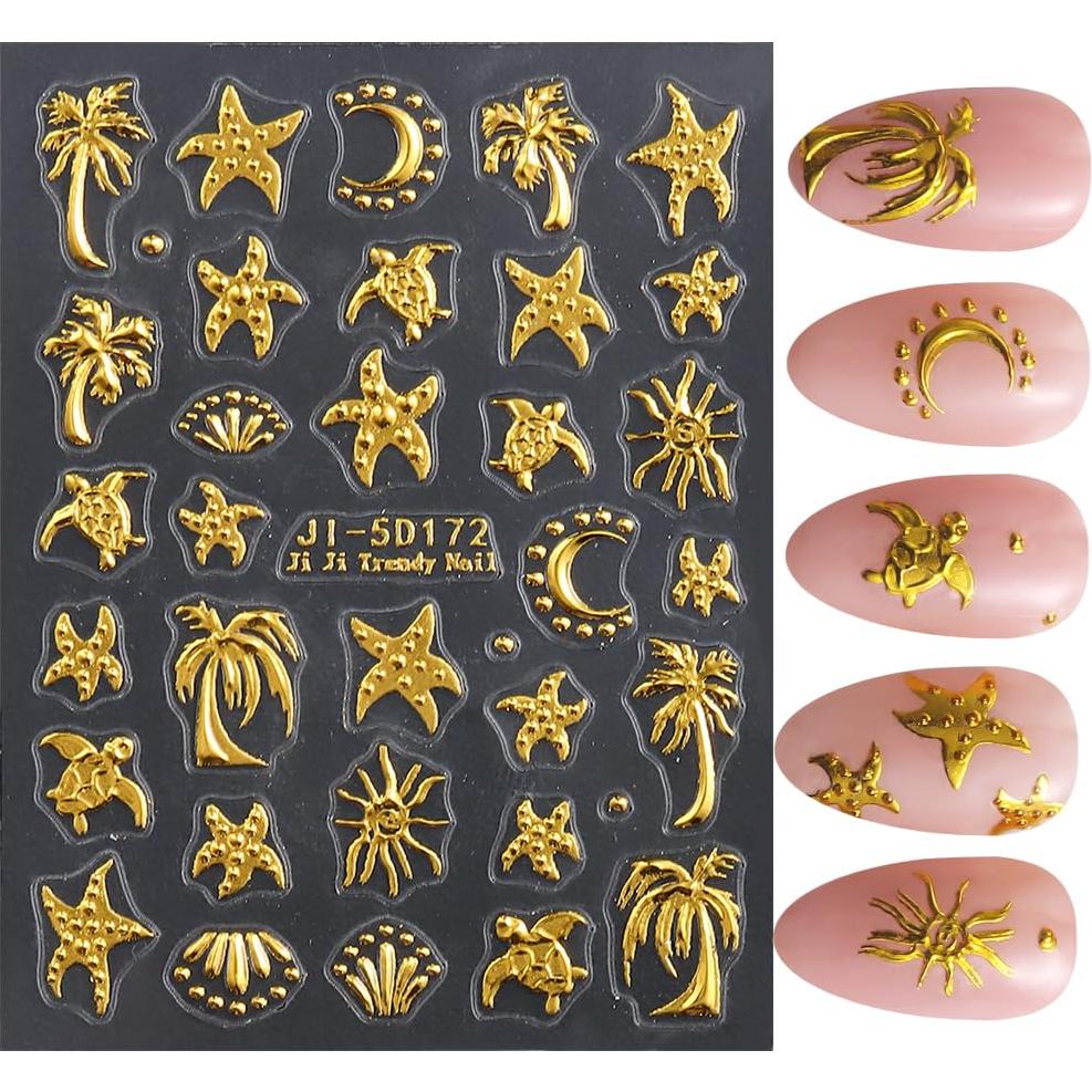 Calcomanías de Uñas 5D Relieve Verano FBABFBUO 2PCS