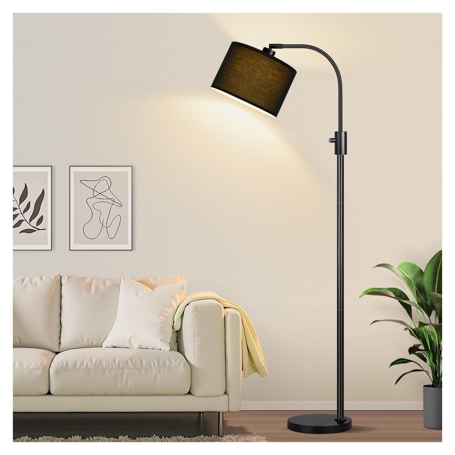 Lámpara de Pie Nintiue Negra Regulable 1200 Lúmenes LED