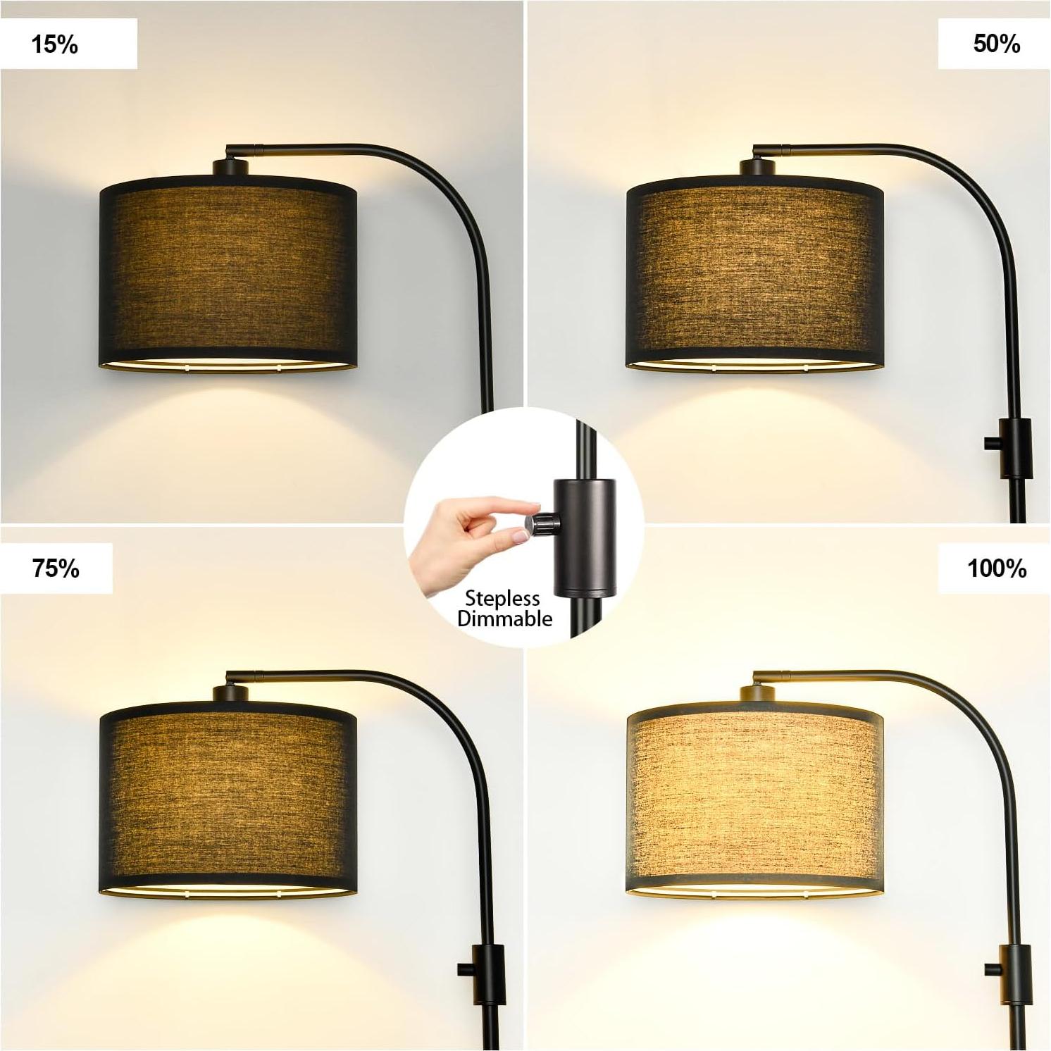 Lámpara de Pie Nintiue Negra Regulable 1200 Lúmenes LED