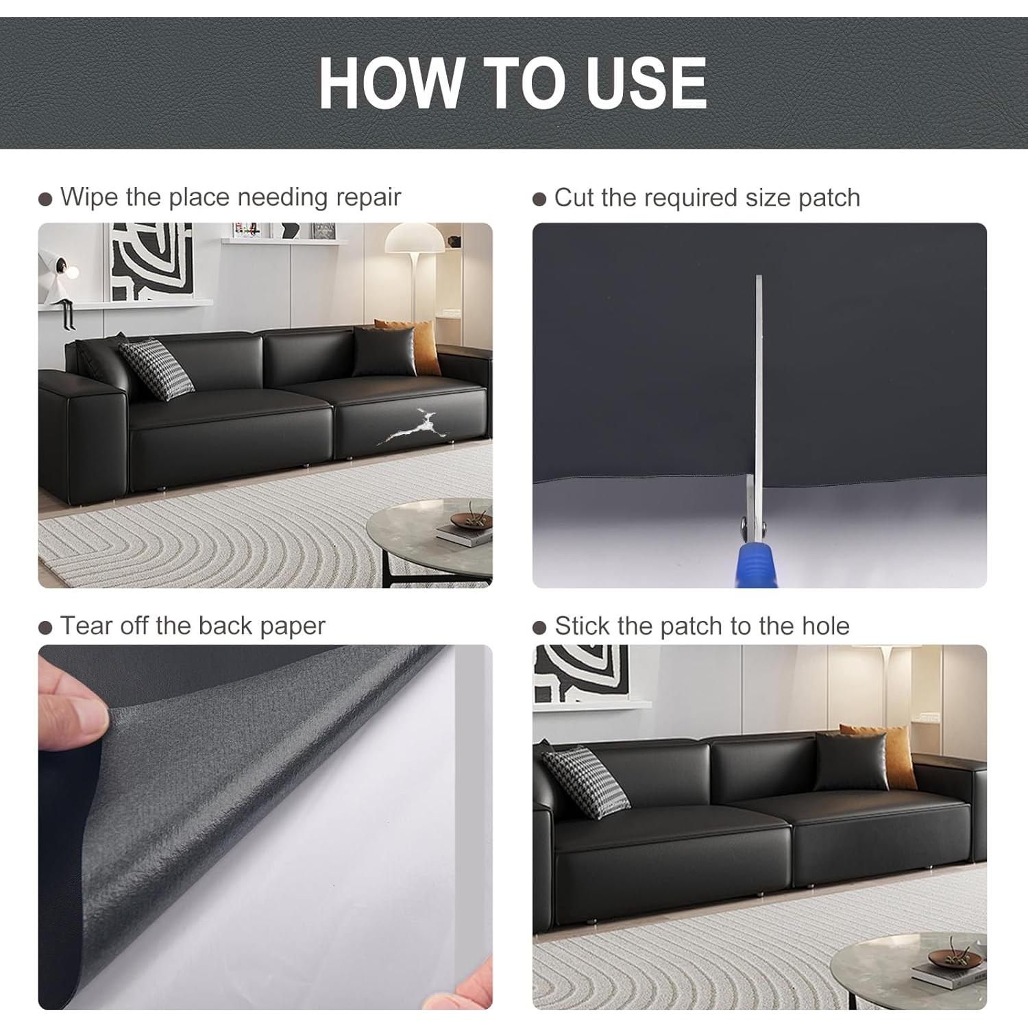 Cinta de Reparación de Cuero Soyuna 43x200 cm Gris Autoadhesiva