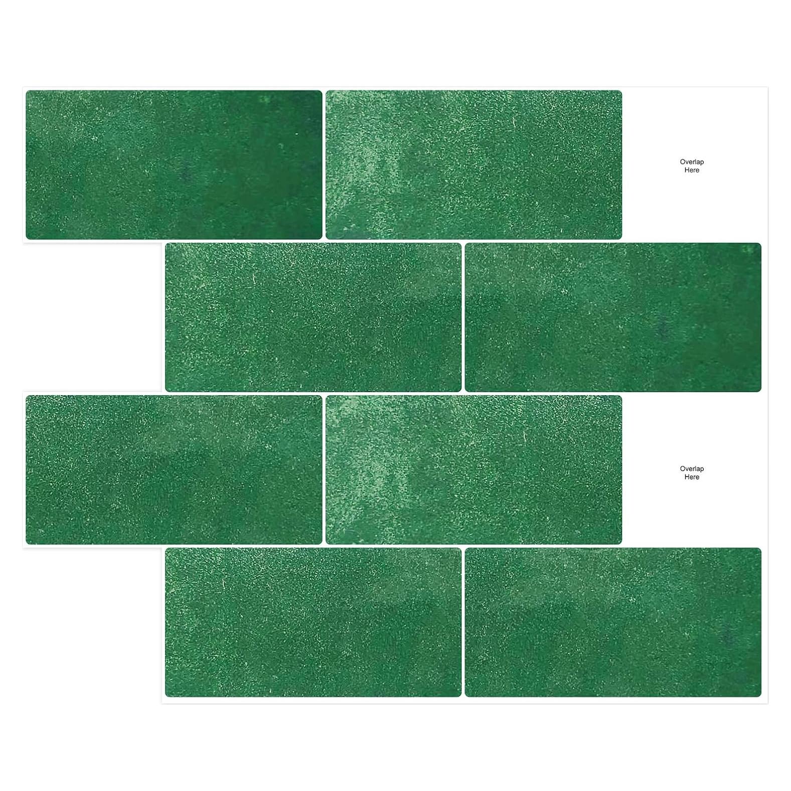 10 Hojas Azulejos Autoadhesivos Verde Pavo Real Artemuro 3D