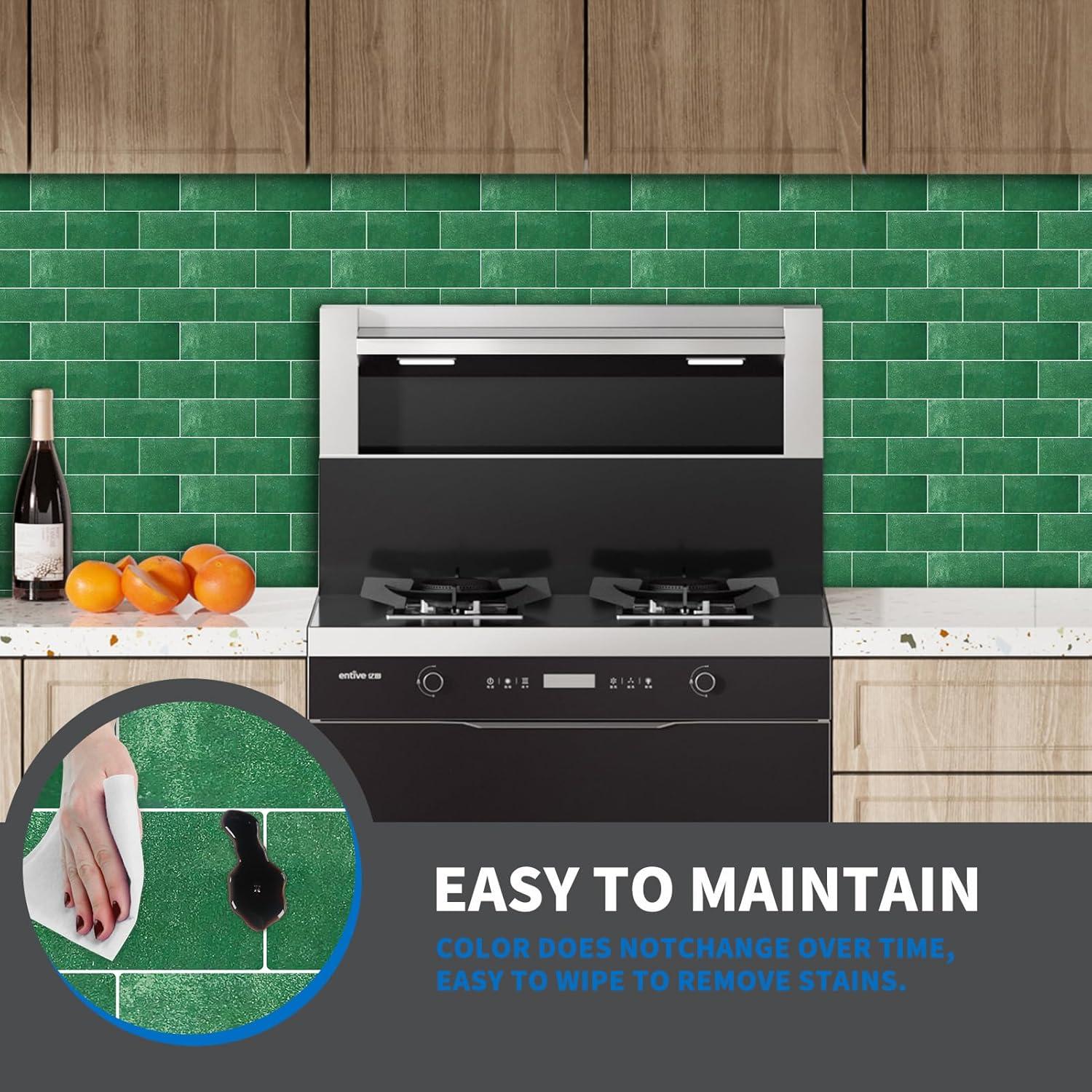 10 Hojas Azulejos Autoadhesivos Verde Pavo Real Artemuro 3D