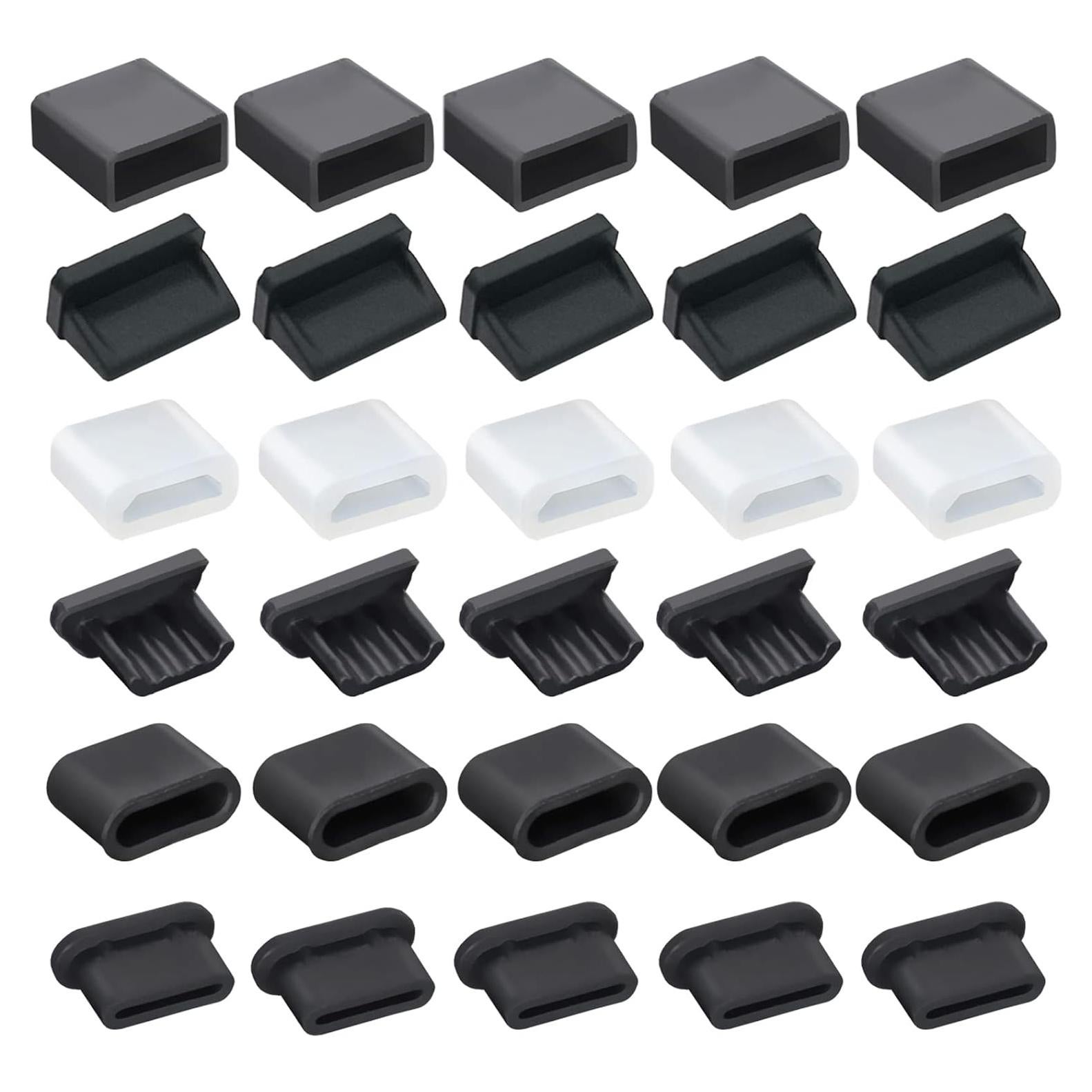 30 Tapas Antipolvo USB de Silicona Suave - 6 Tipos