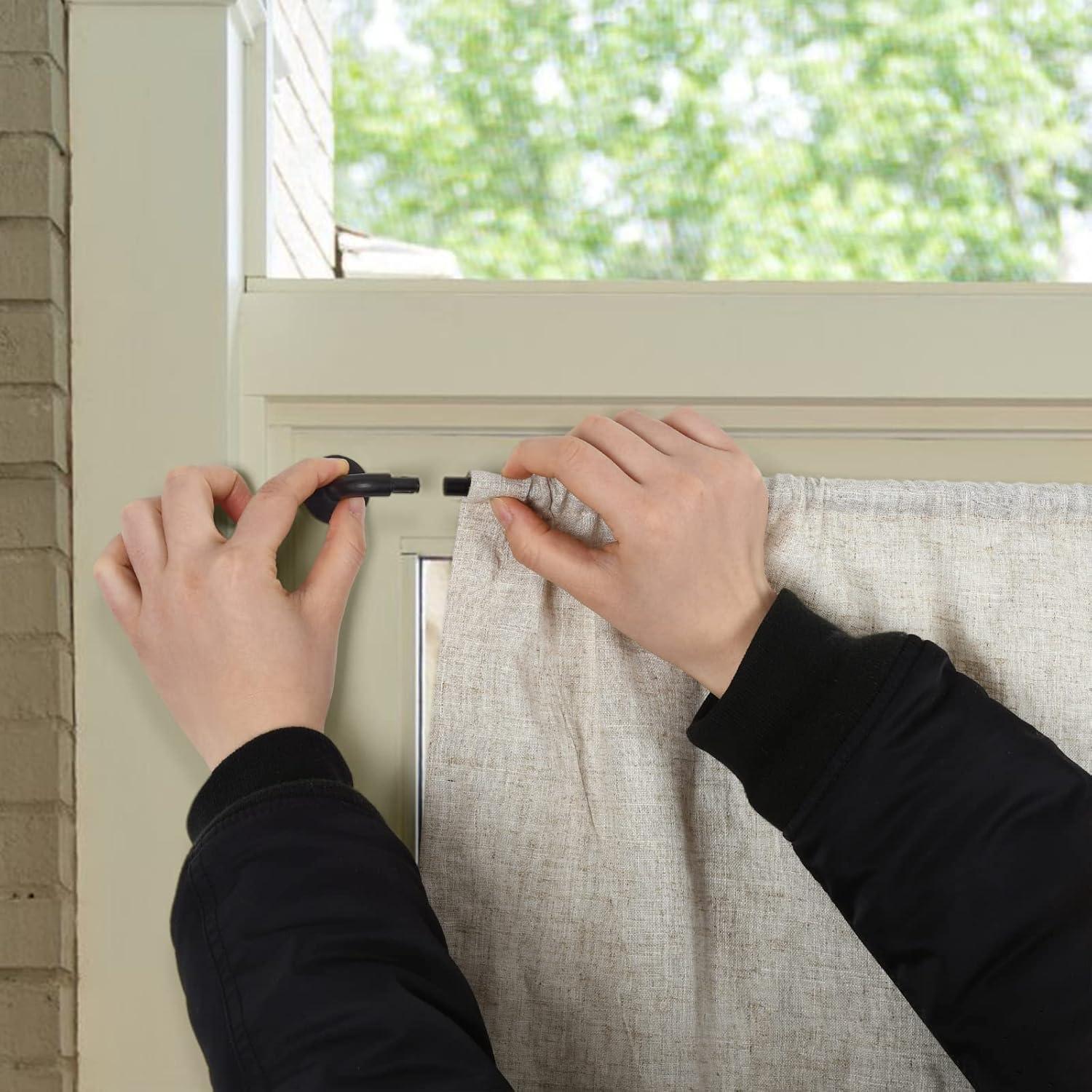 Varilla de Cortina Autoadhesiva KXLIFE 11-17 cm 2 Paquete Negro