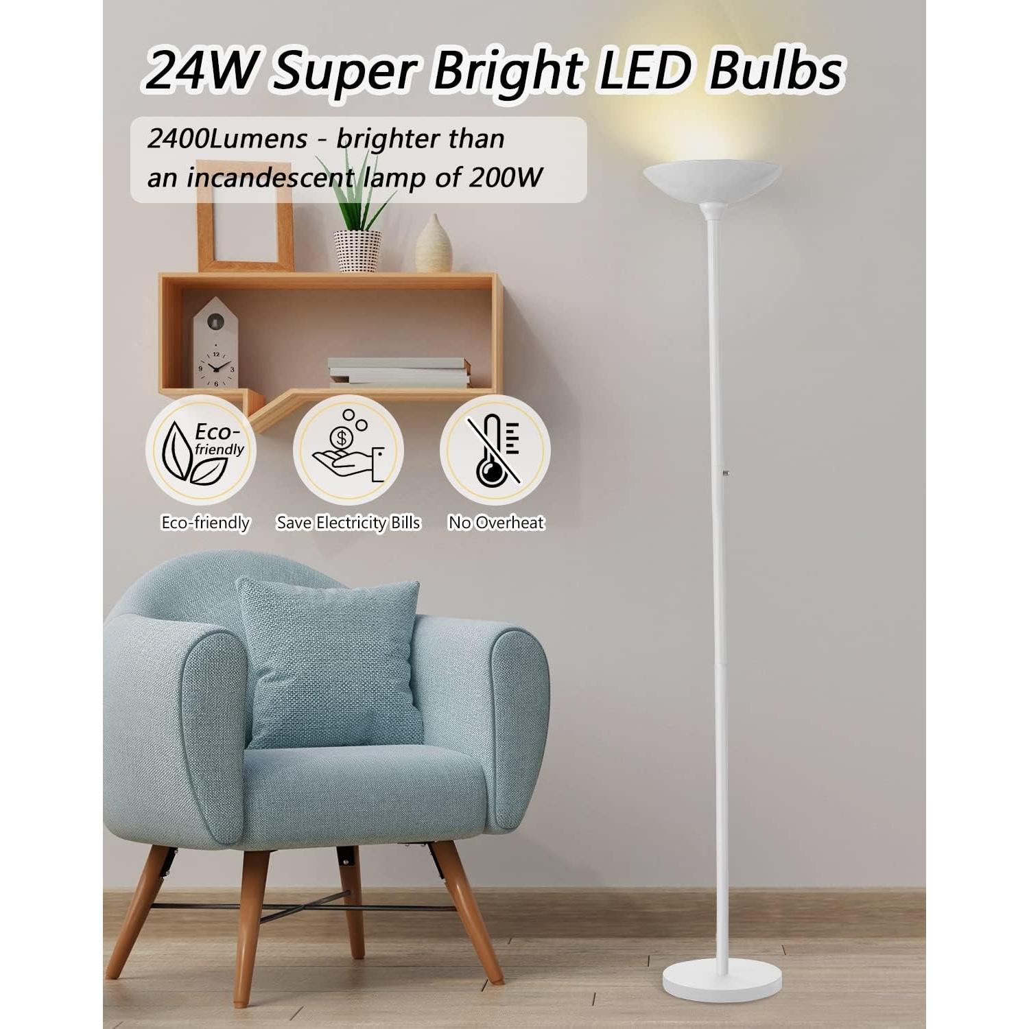 Lámpara de Pie LED BoostArea 30W Regulable 3000K Blanca 178cm