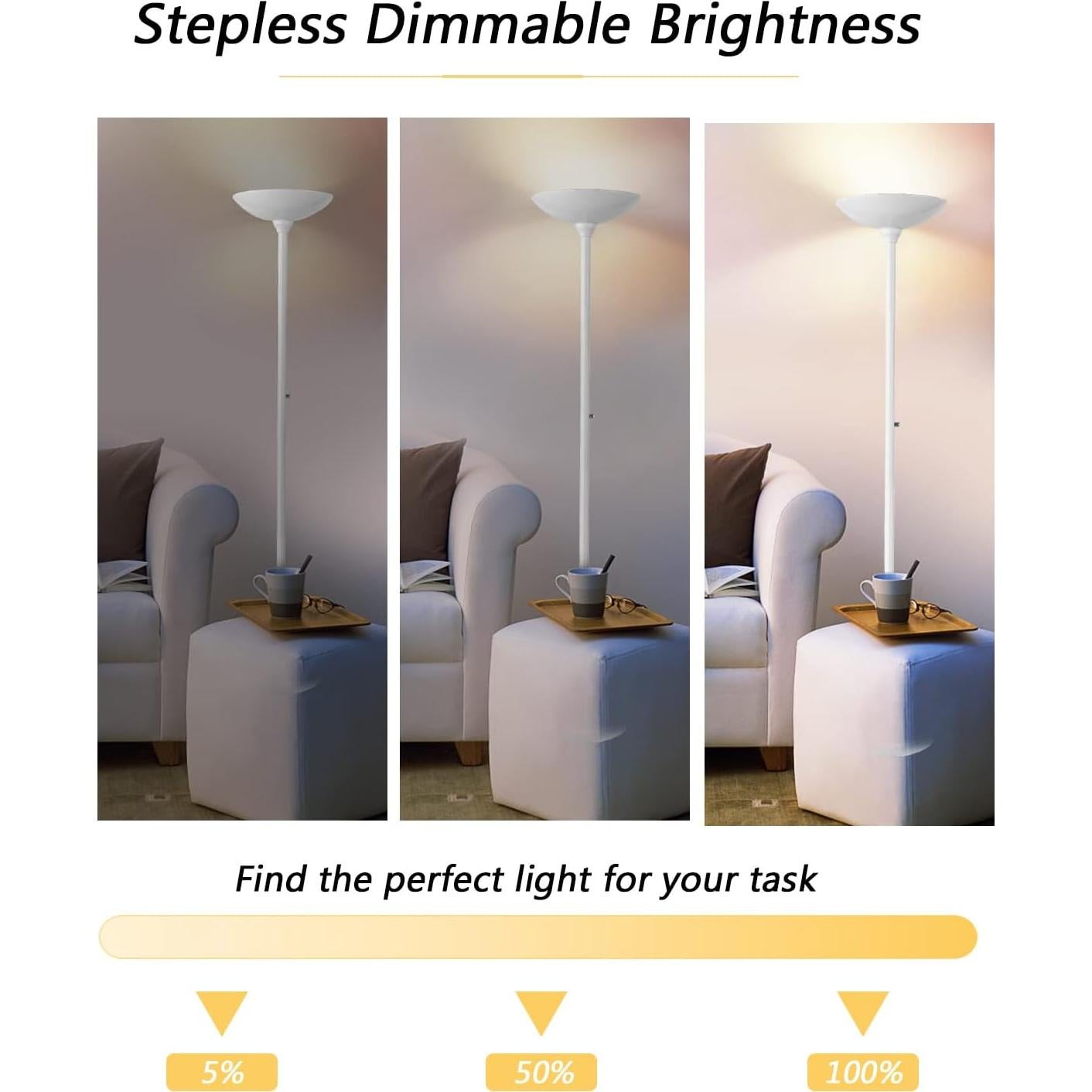 Lámpara de Pie LED BoostArea 30W Regulable 3000K Blanca 178cm