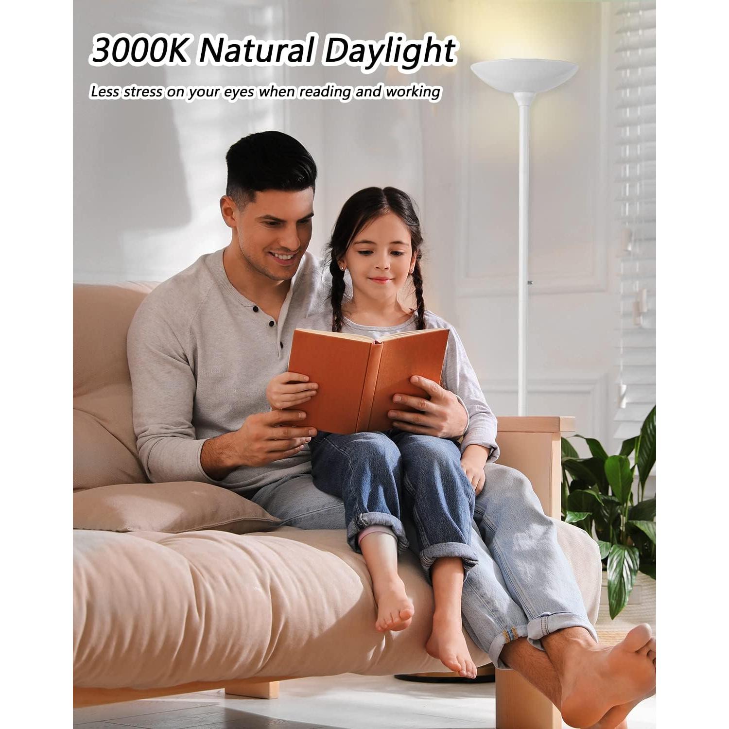 Lámpara de Pie LED BoostArea 30W Regulable 3000K Blanca 178cm