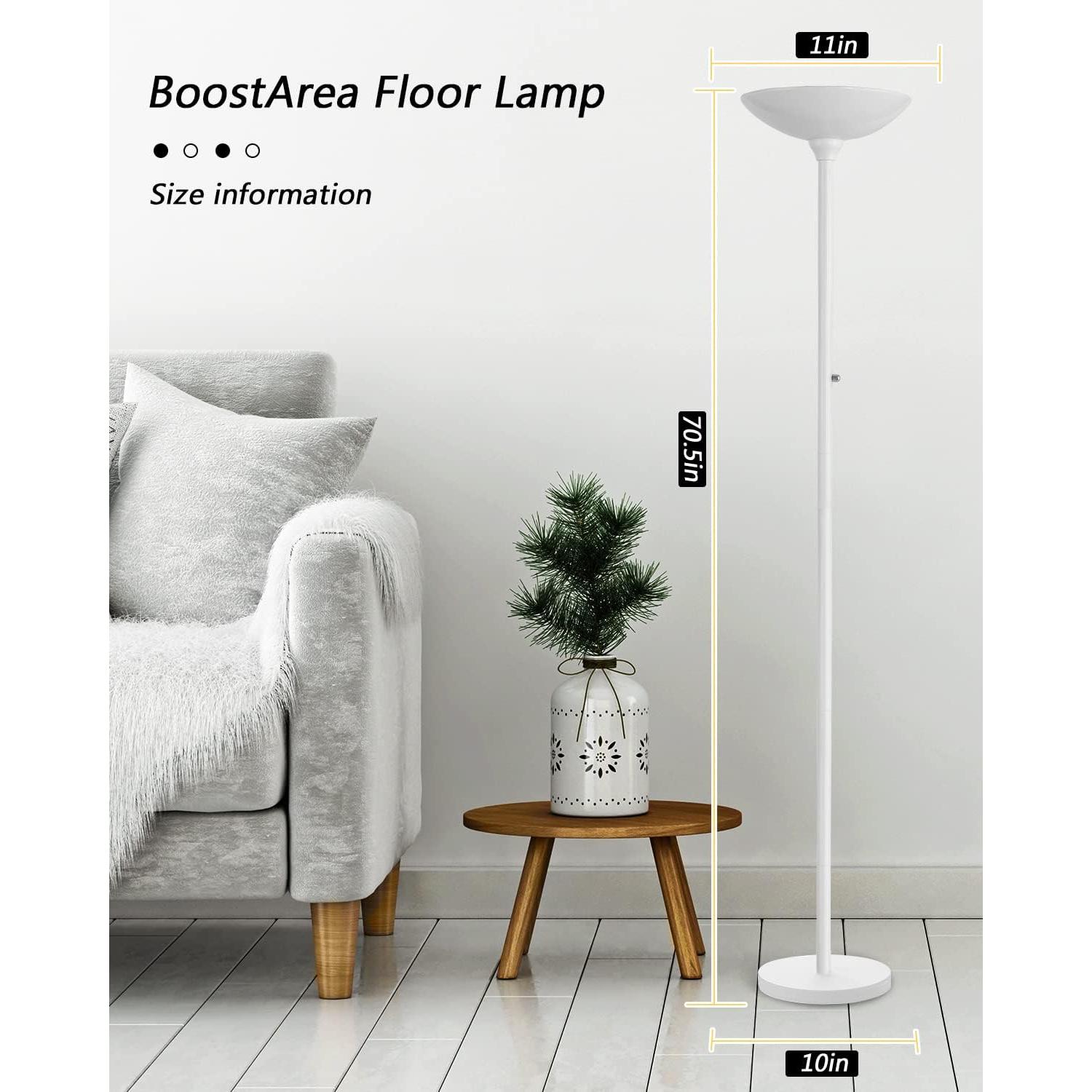 Lámpara de Pie LED BoostArea 30W Regulable 3000K Blanca 178cm