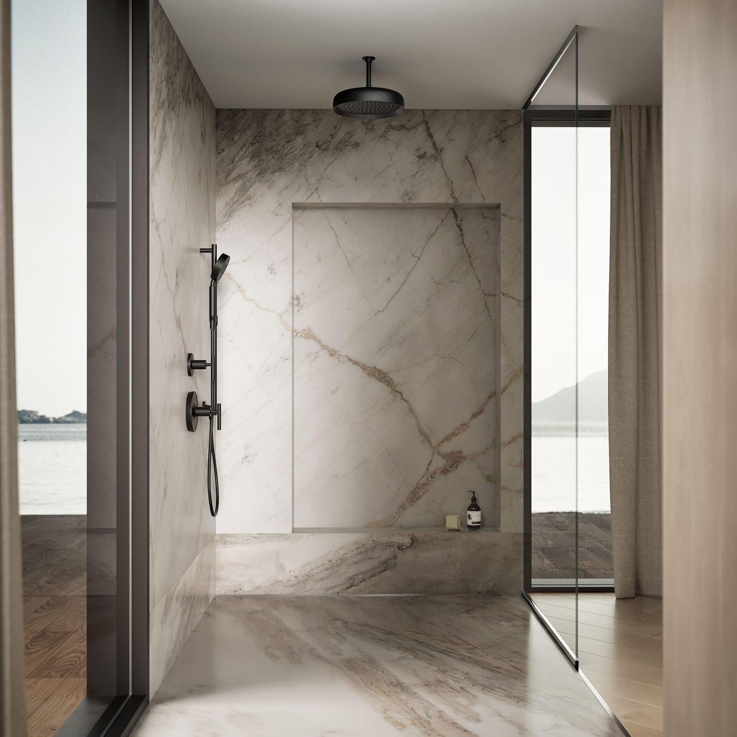 Cabezal de lluvia redondo Kohler 26291-G-BL 30.48 cm Negro mate