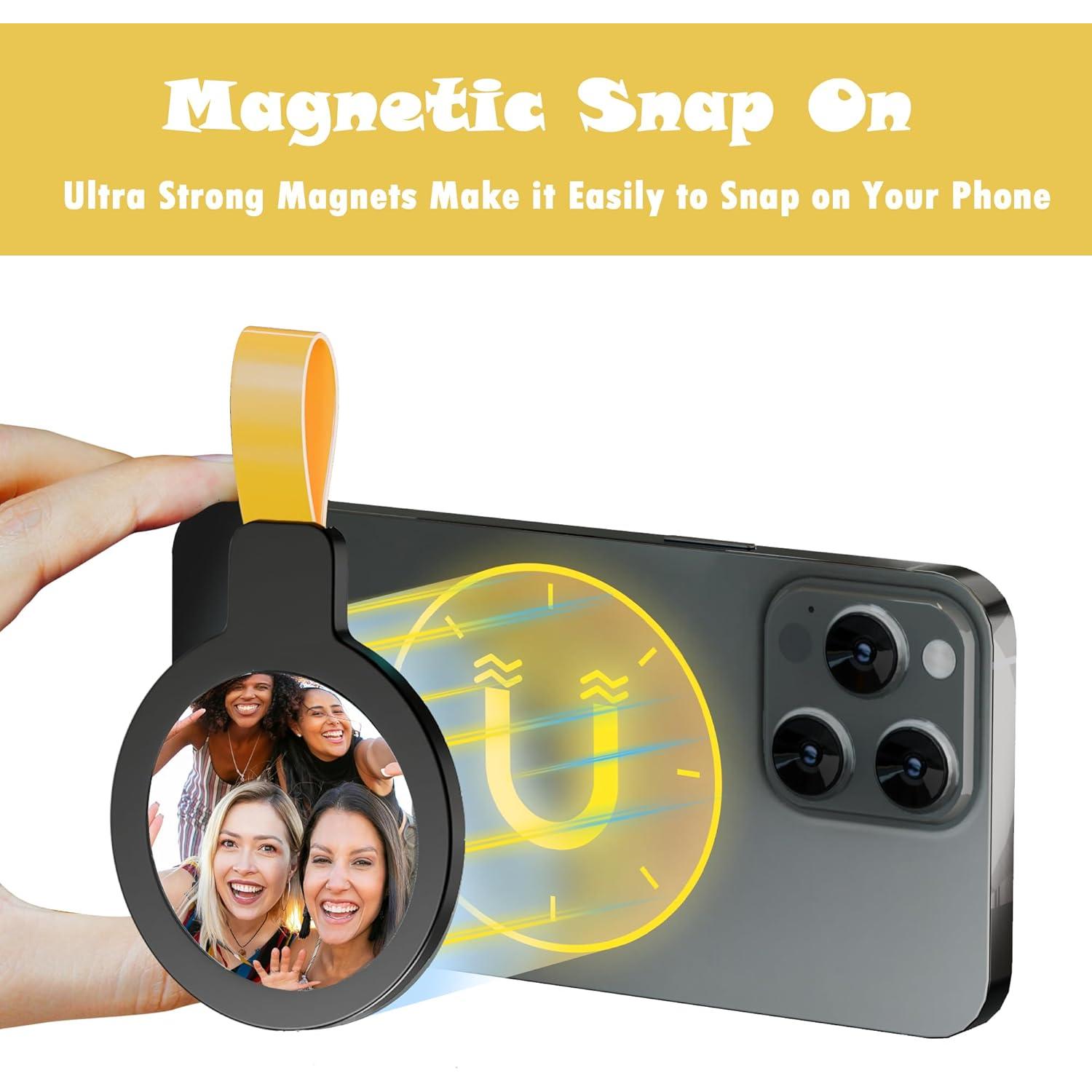 Espejo de Selfie Magnético CHOWDOLANG 11.4x5.6cm Negro Amarillo