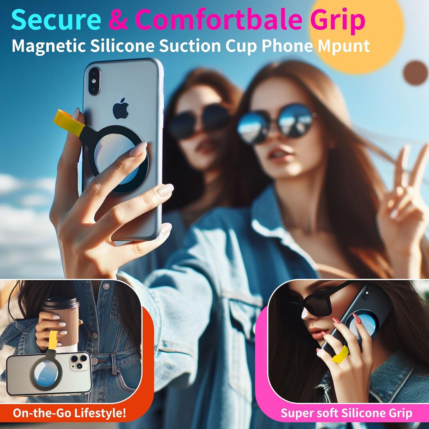 Espejo de Selfie Magnético CHOWDOLANG 11.4x5.6cm Negro Amarillo