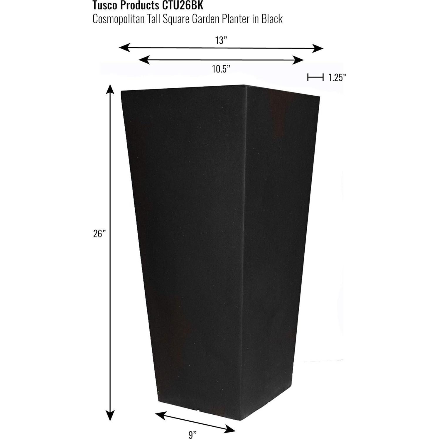 Macetero Alto Cuadrado Tusco Products CTU26BK 66 cm Negro