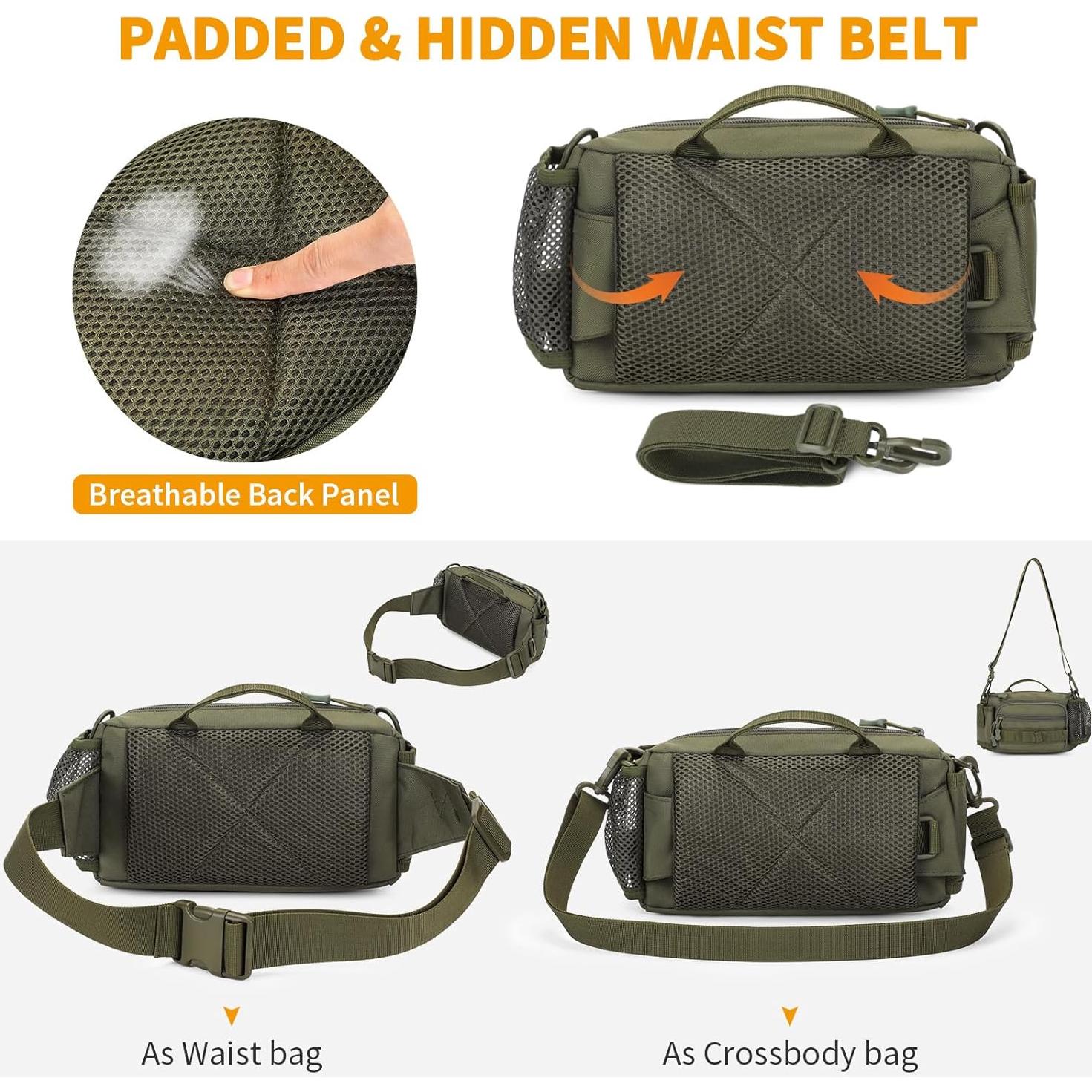 Bolsa de Cintura Táctica CamGo Verde Militar 25x14x9cm