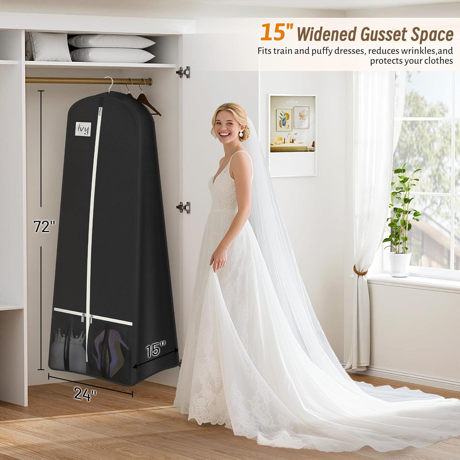 Bolsa de Vestido de Novia KIMBORA 72" con Bolsillos Negros